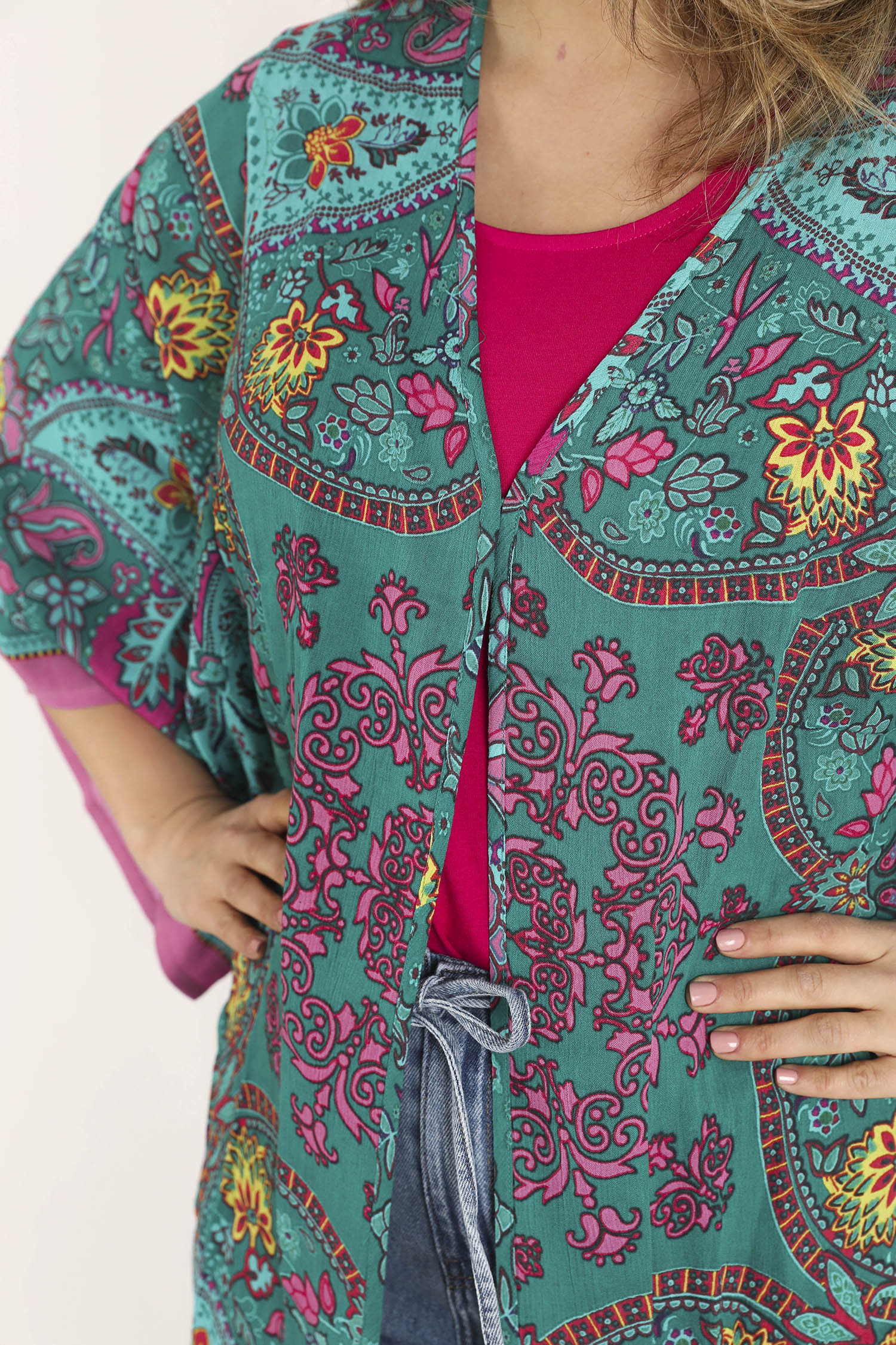 Exclusief SHEEGO - Kimono van viscose met paisleyprint - Image 5