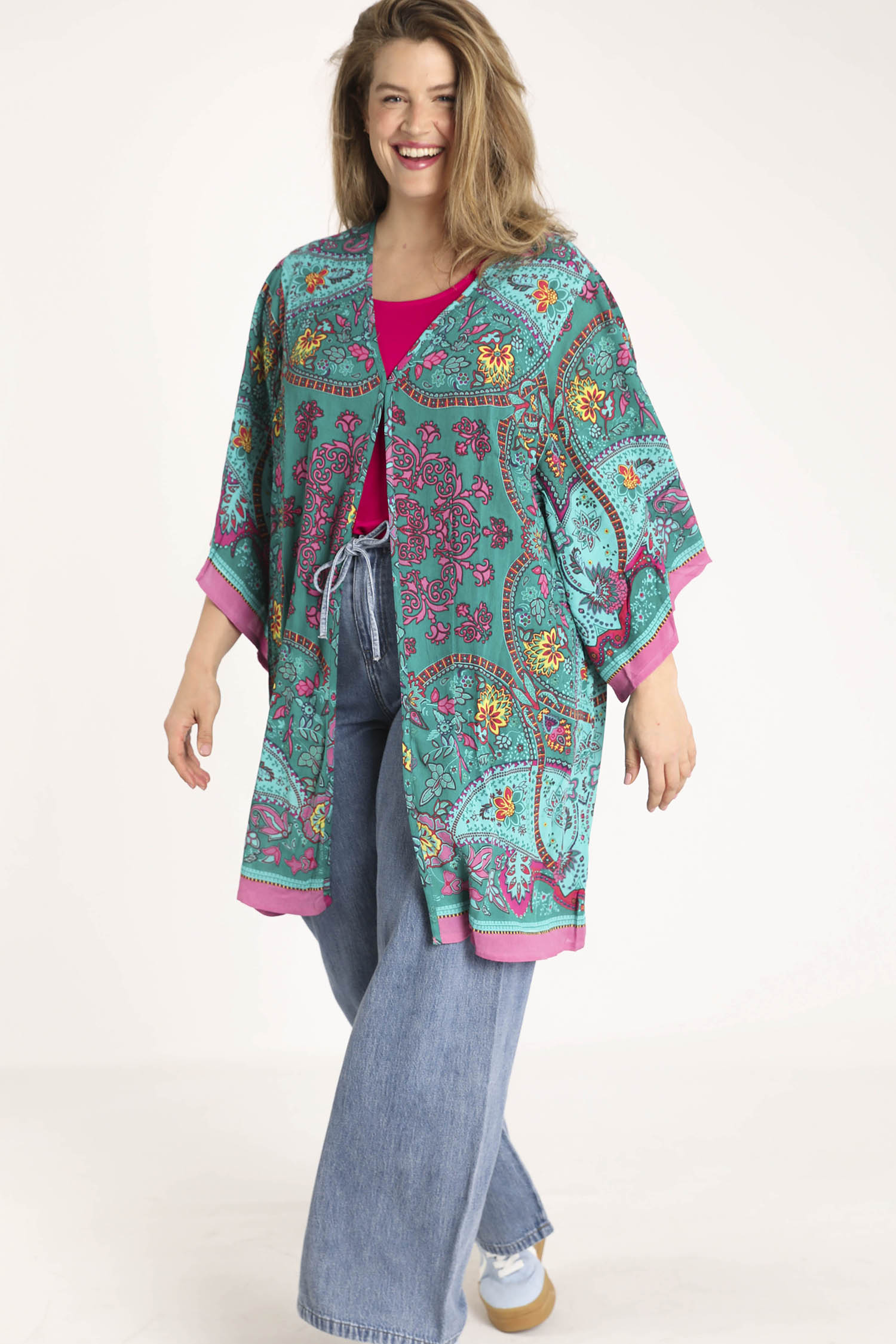 Exclusief SHEEGO - Kimono van viscose met paisleyprint - Image 7