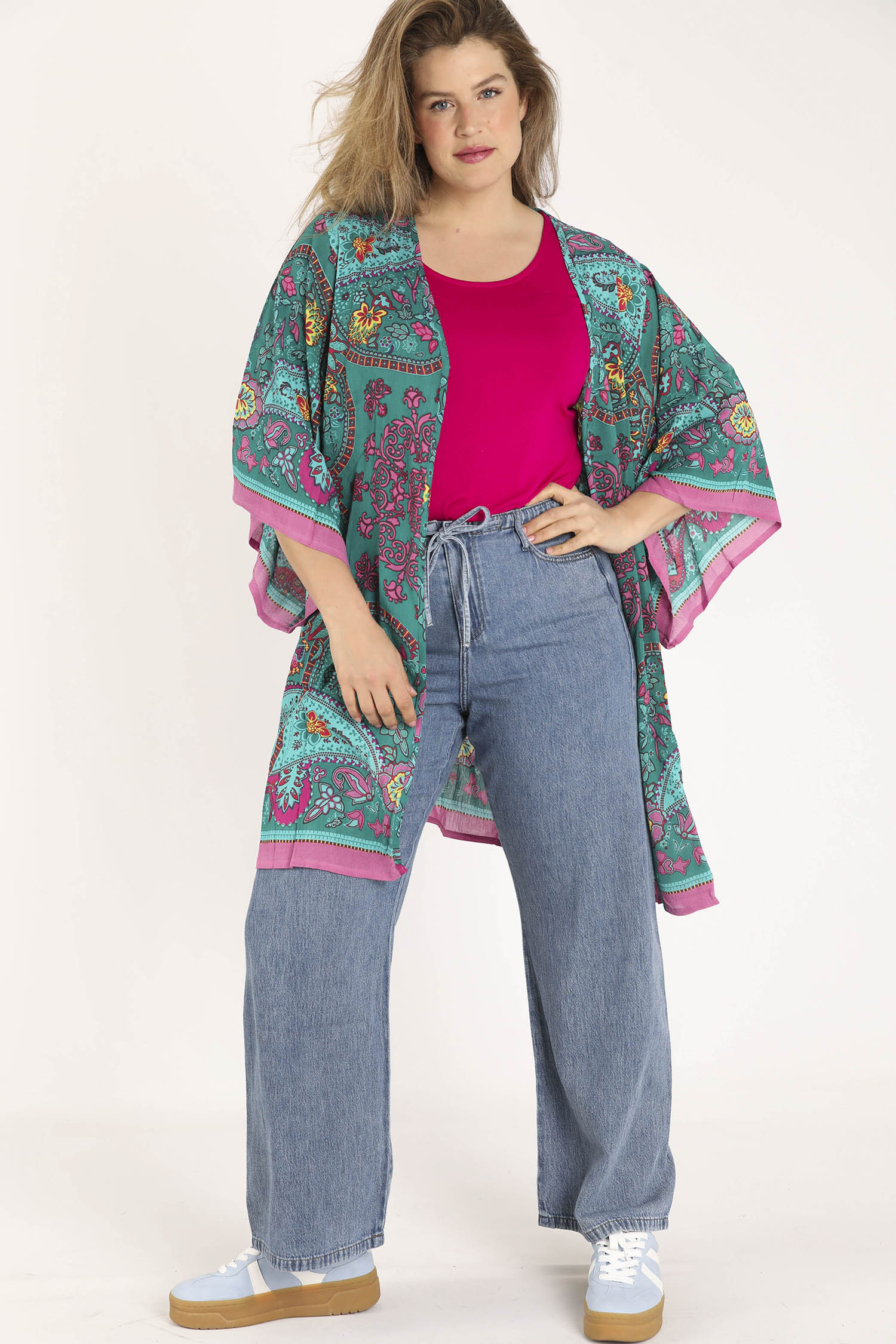 Exclusief SHEEGO - Kimono van viscose met paisleyprint - Image 8