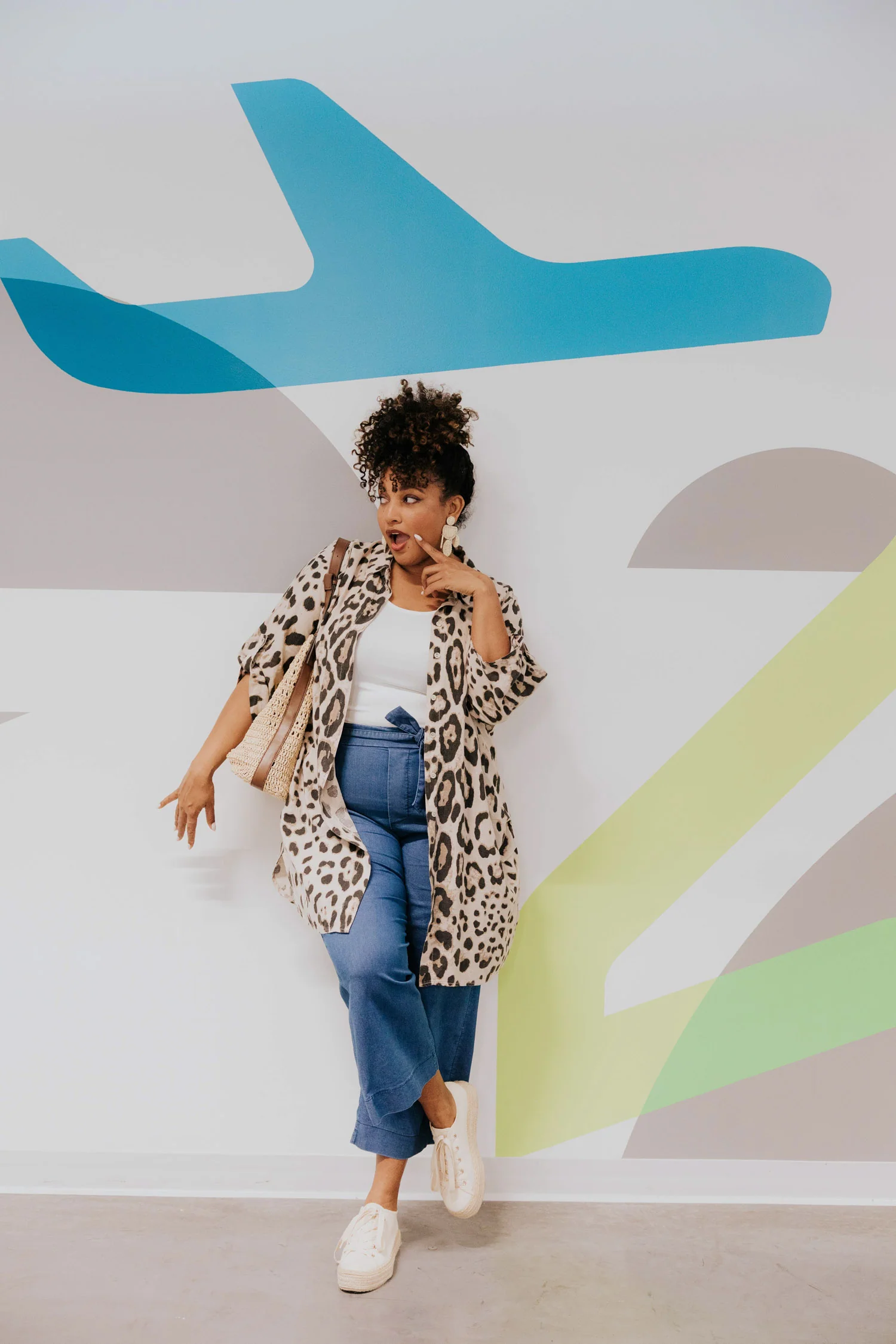 Lange linnen blouse met dierenprint