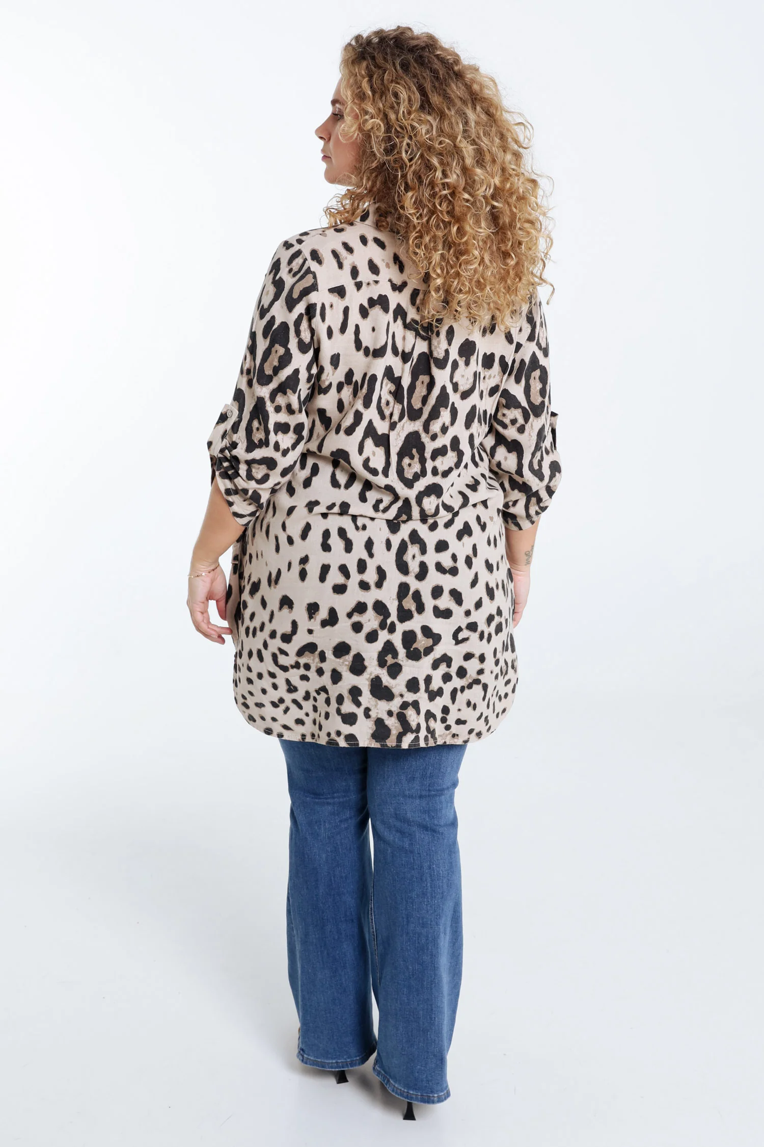 Lange linnen blouse met dierenprint - Image 2
