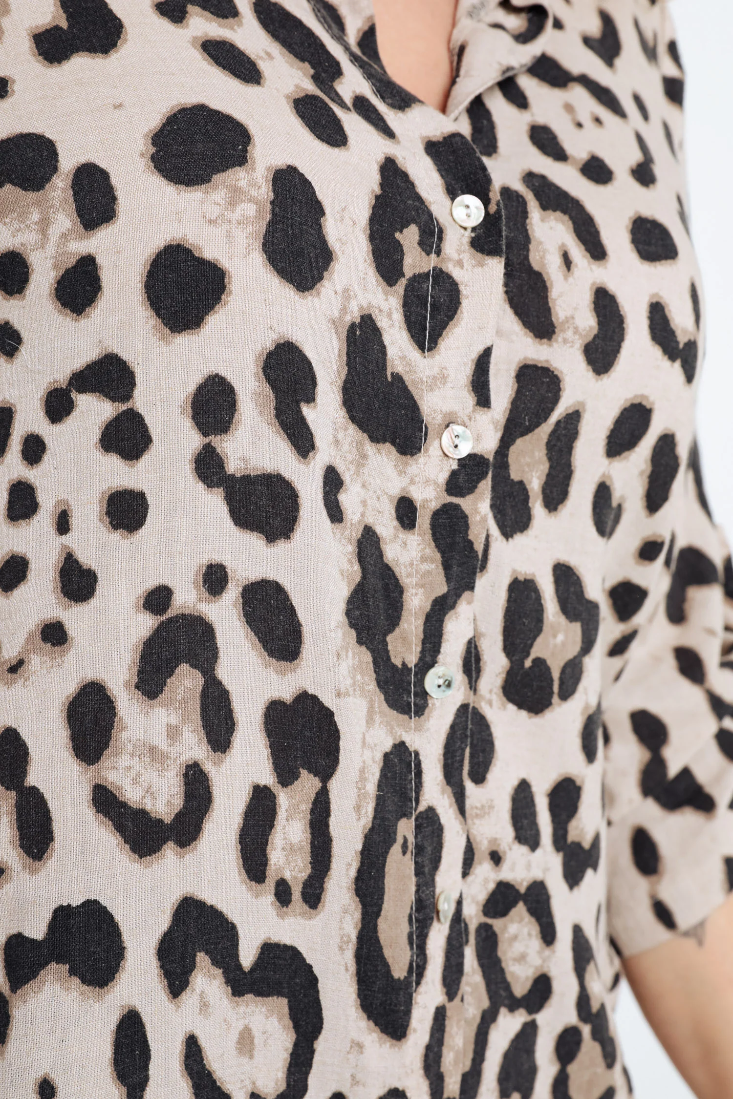 Lange linnen blouse met dierenprint - Image 4