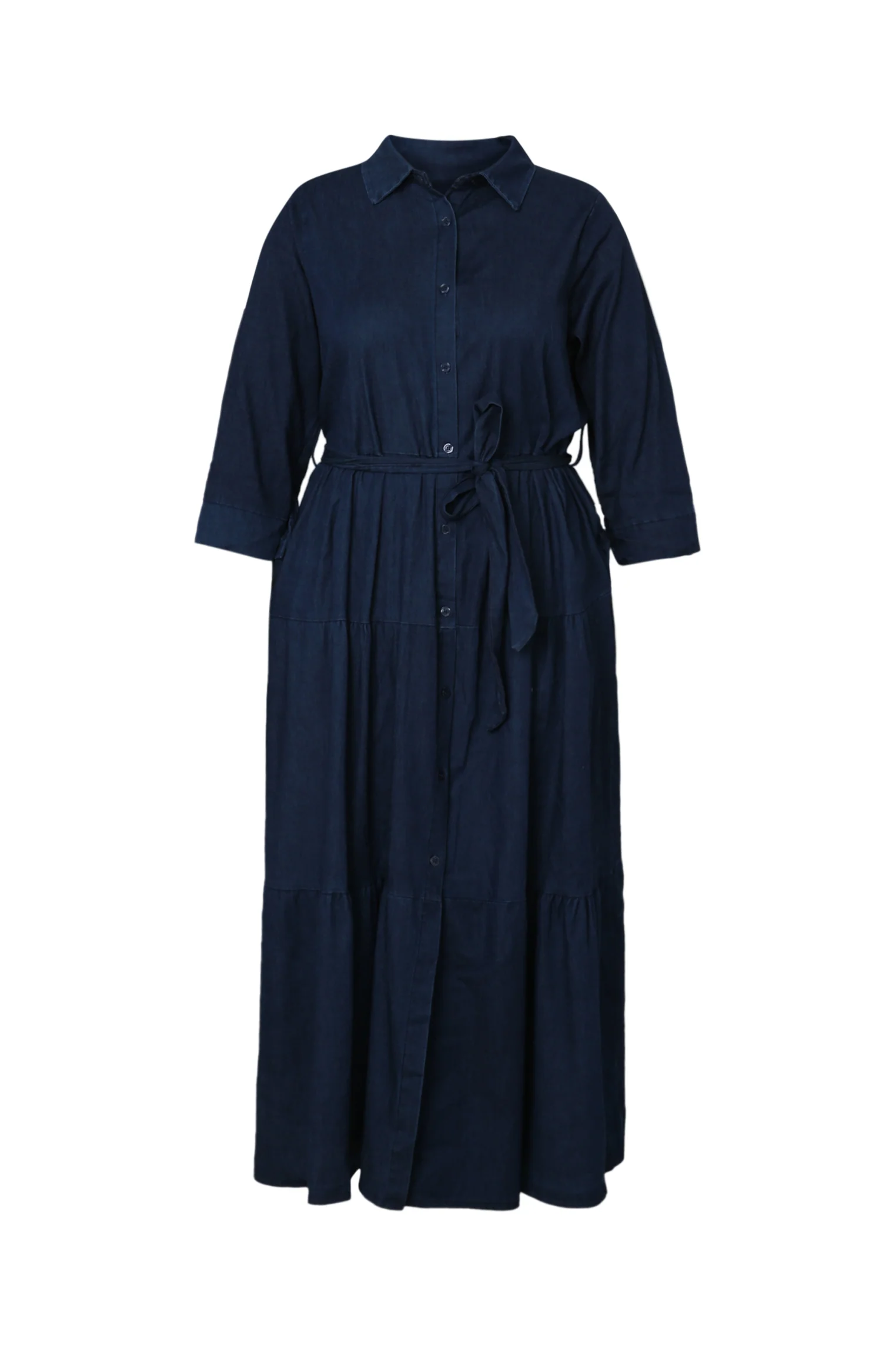  Lange jurk met volants van denim - Image 10