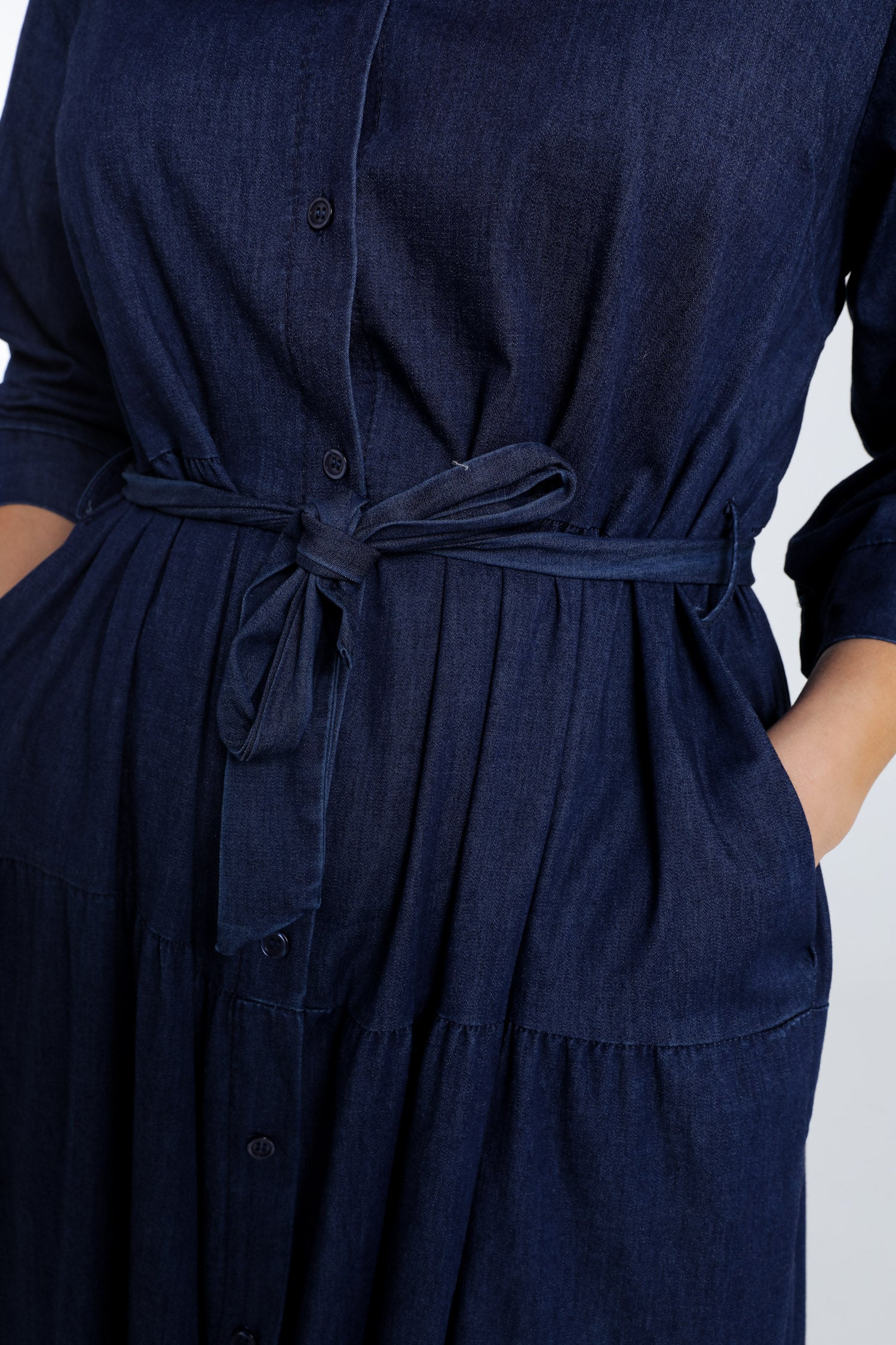  Lange jurk met volants van denim - Image 4