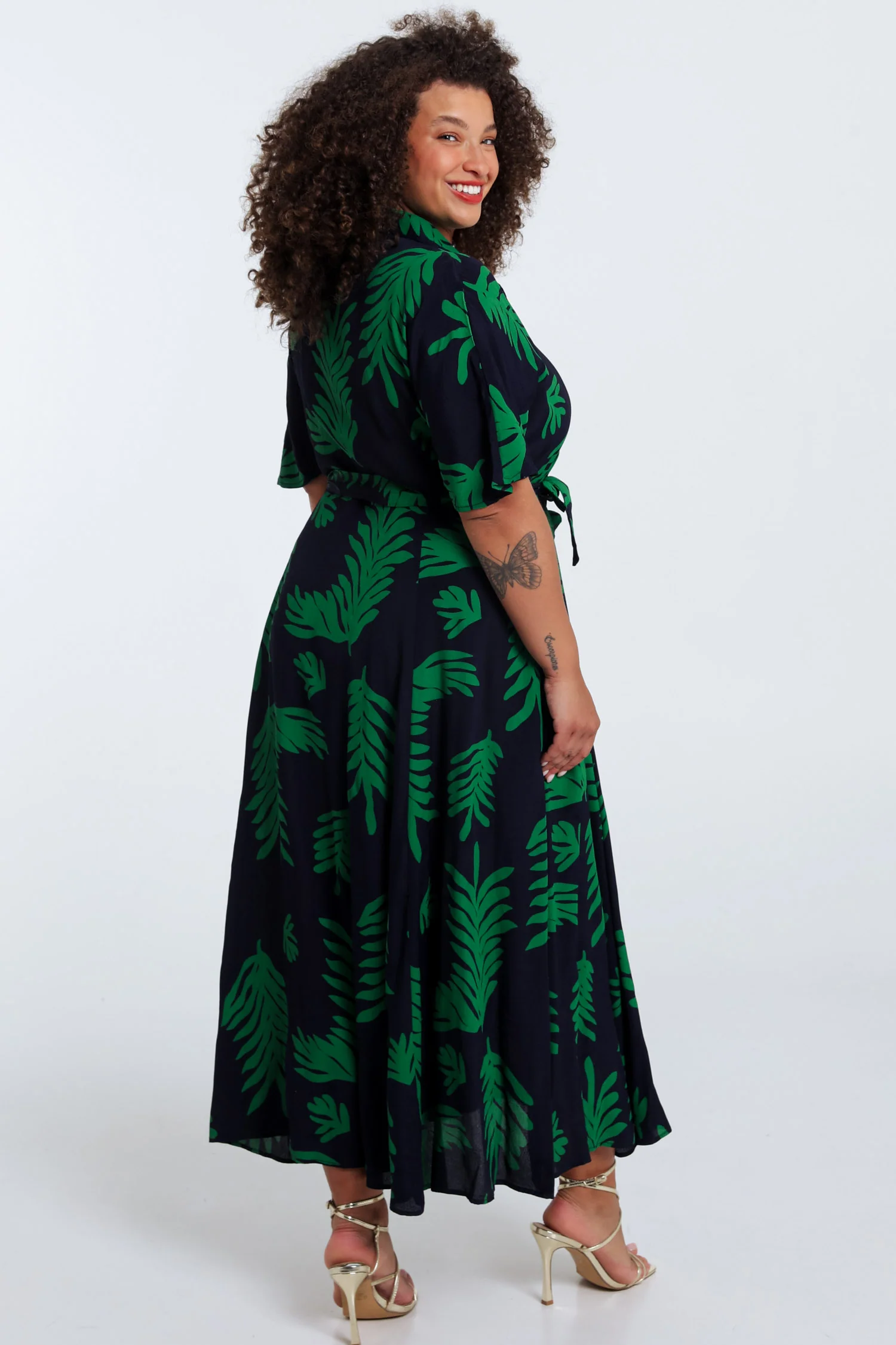 Lange jurk van viscose met bladerenprint - Image 2