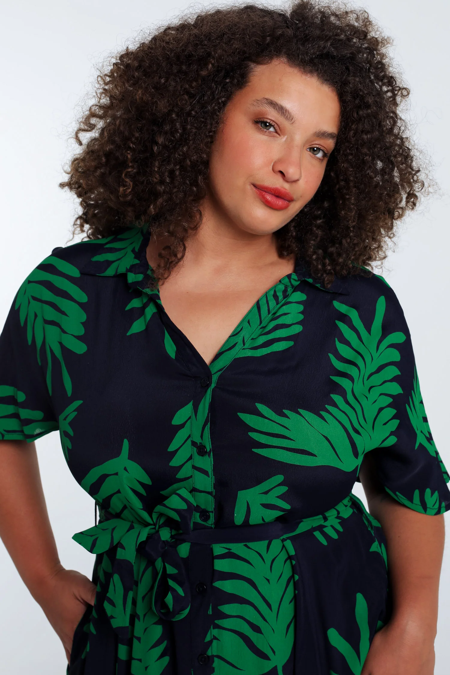 Lange jurk van viscose met bladerenprint - Image 3