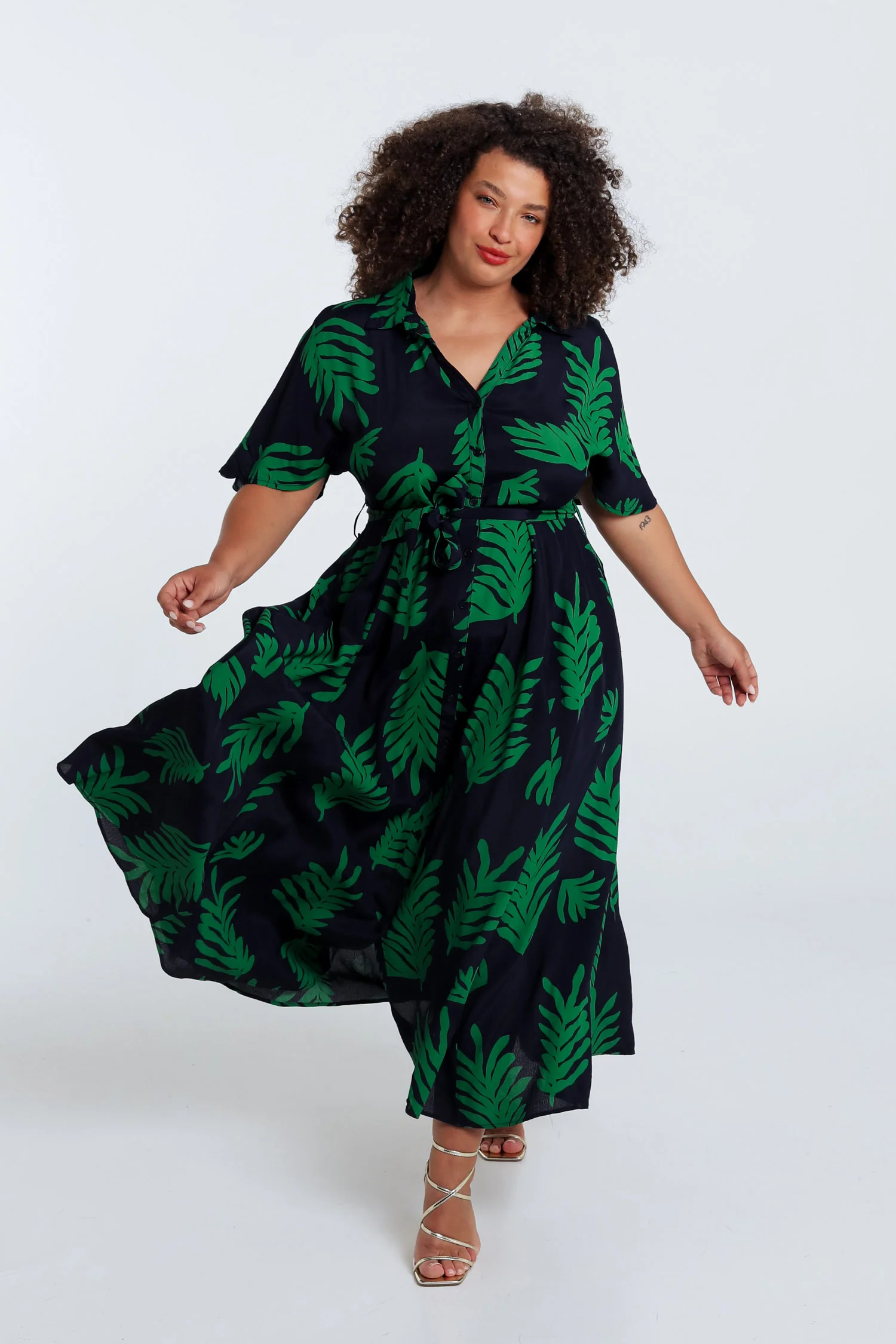Lange jurk van viscose met bladerenprint - Image 7