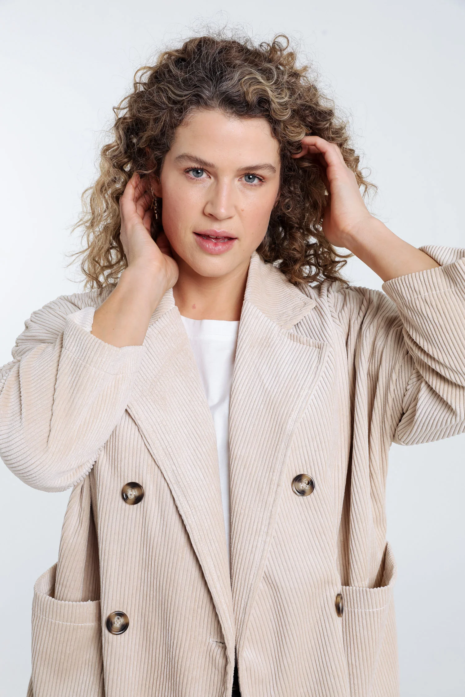 Lange effen fluwelen jas - Image 4