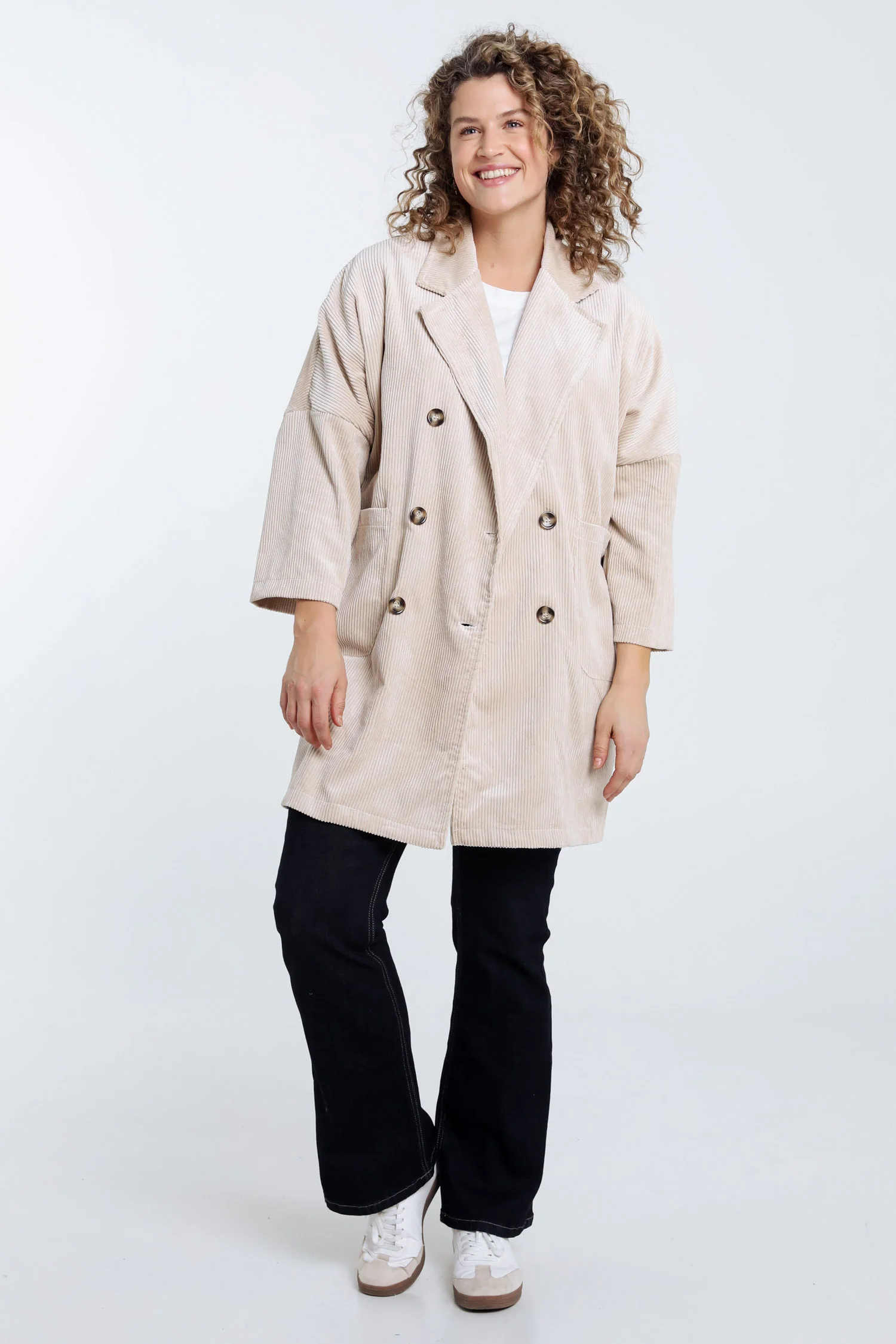 Lange effen fluwelen jas - Image 7