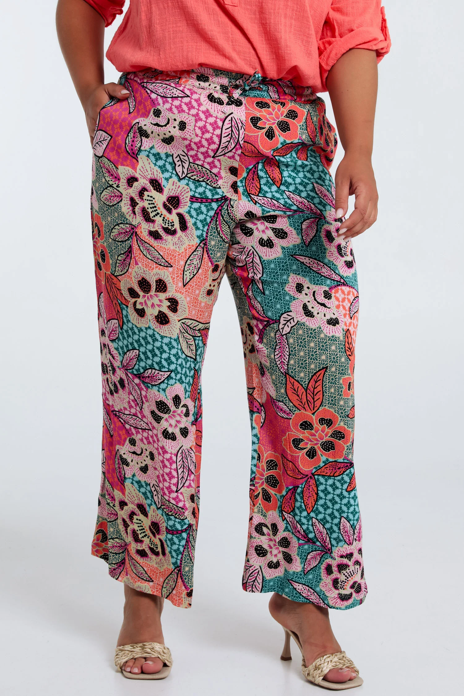 Bloemenprint viscose pantacourt
