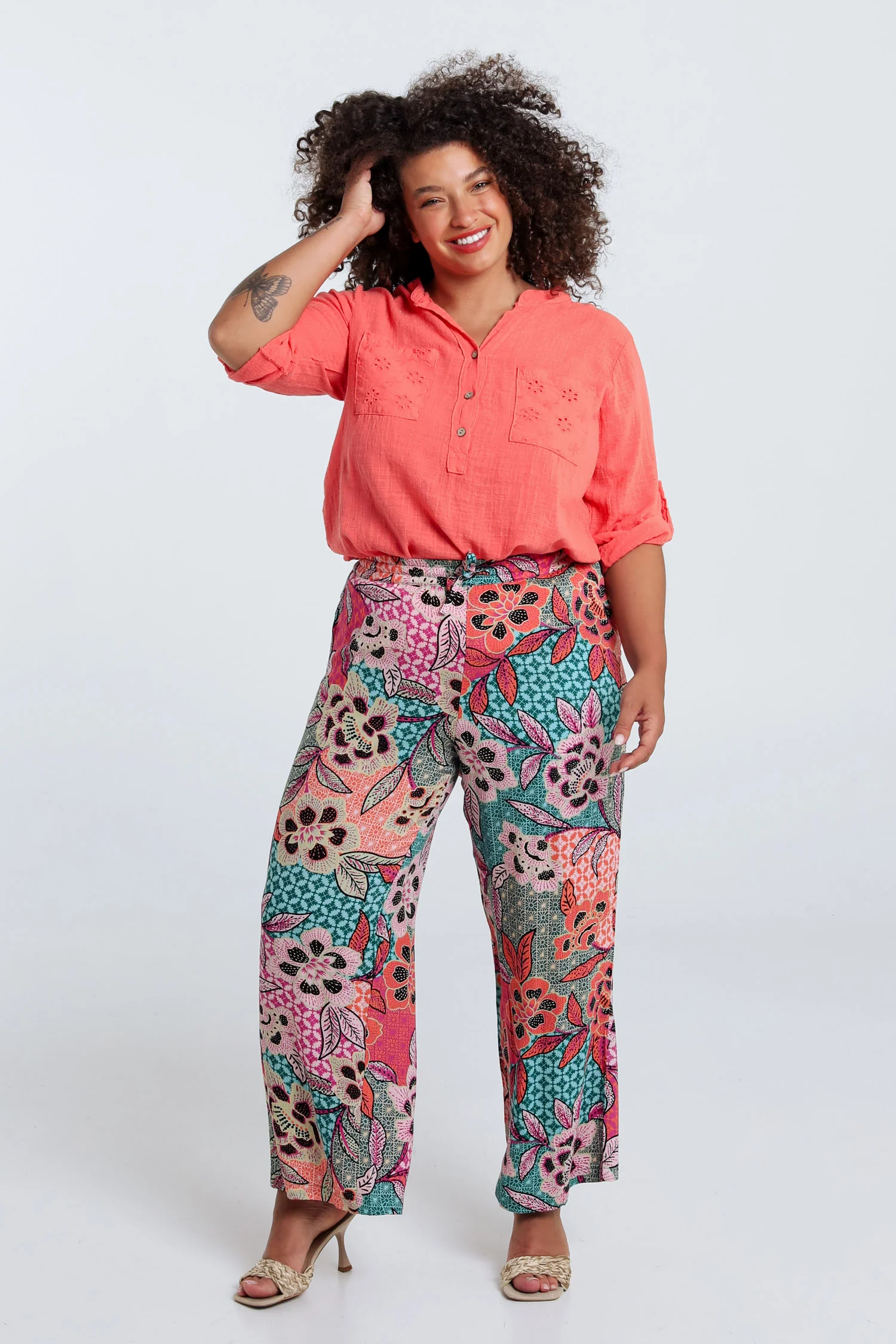 Bloemenprint viscose pantacourt - Image 7
