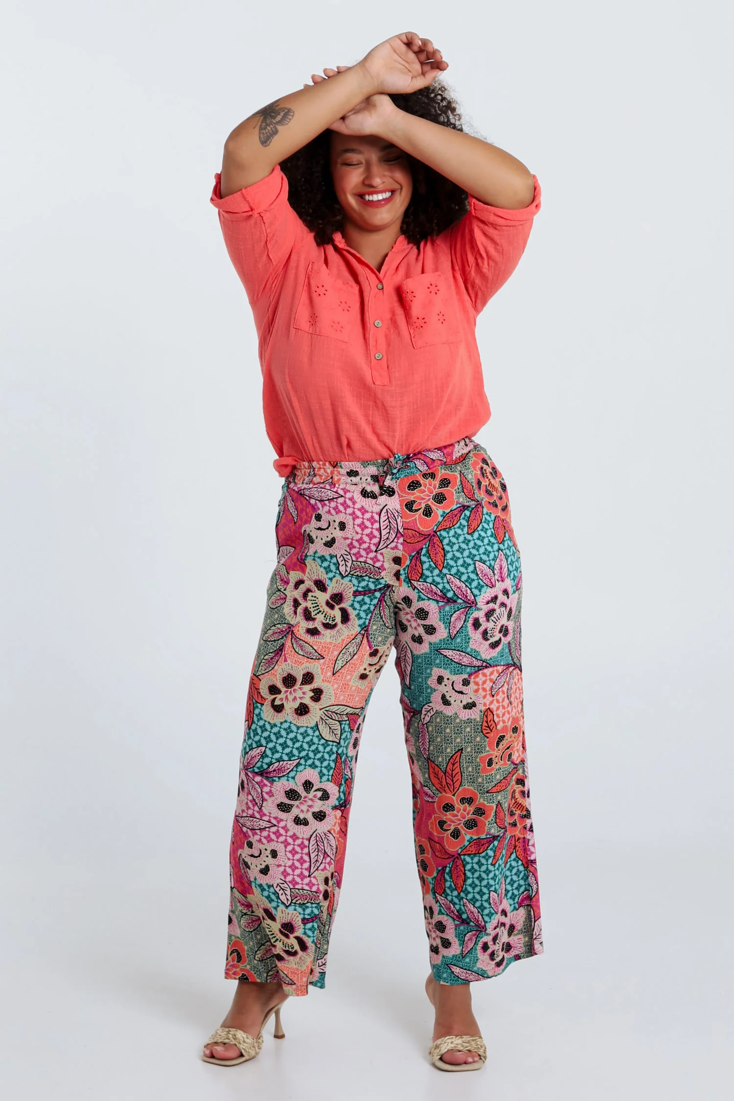 Bloemenprint viscose pantacourt - Image 8