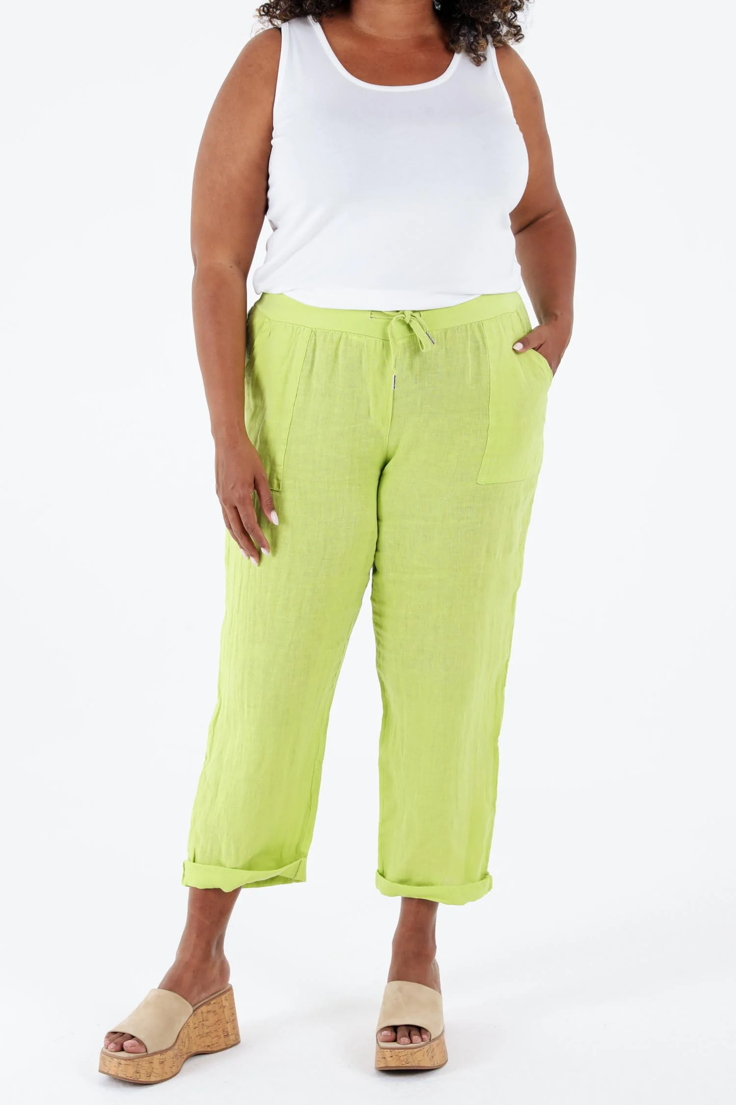 Effen linnen 7/8 broek