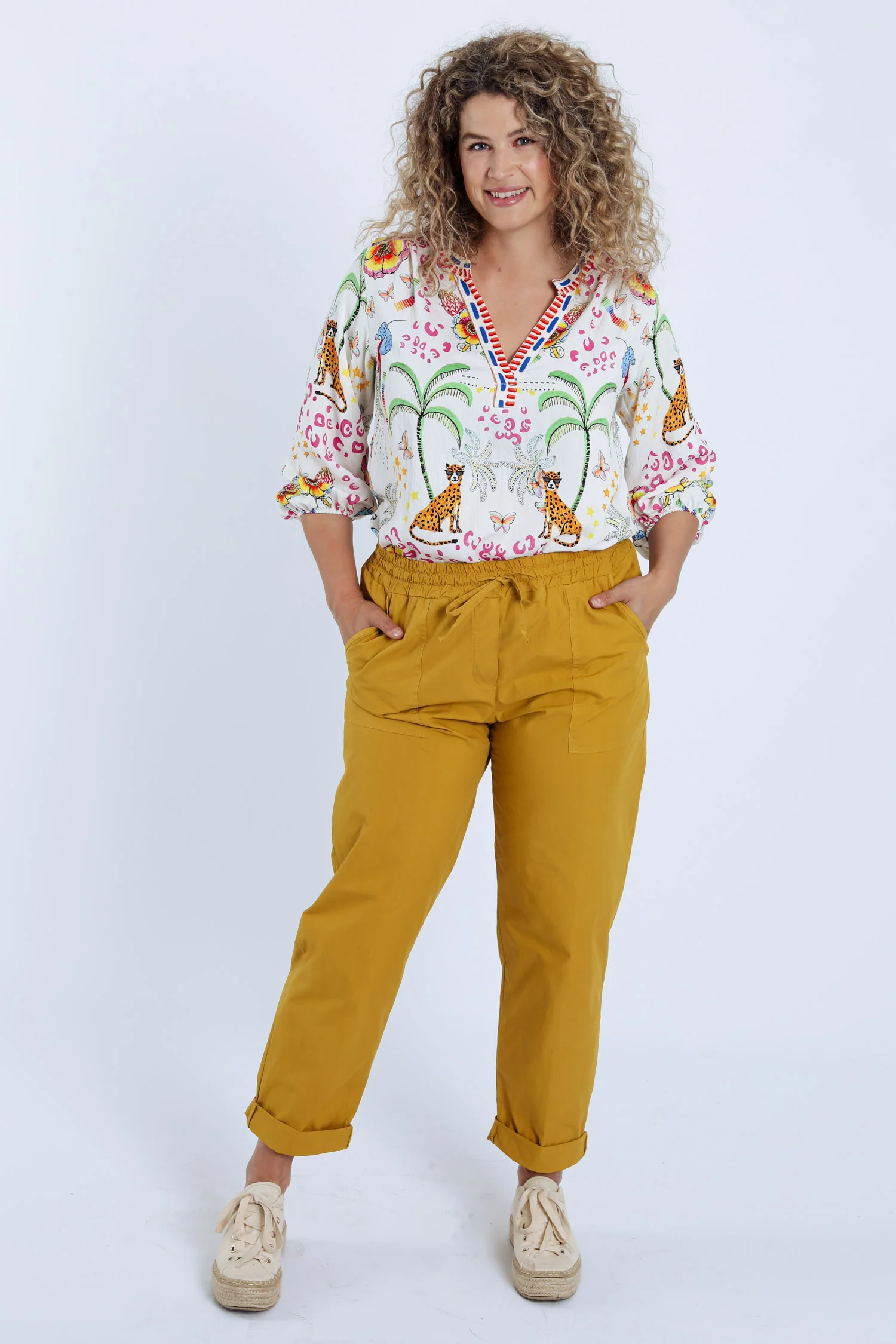 Boyfriend jeans van uni katoen met zakken - Image 18