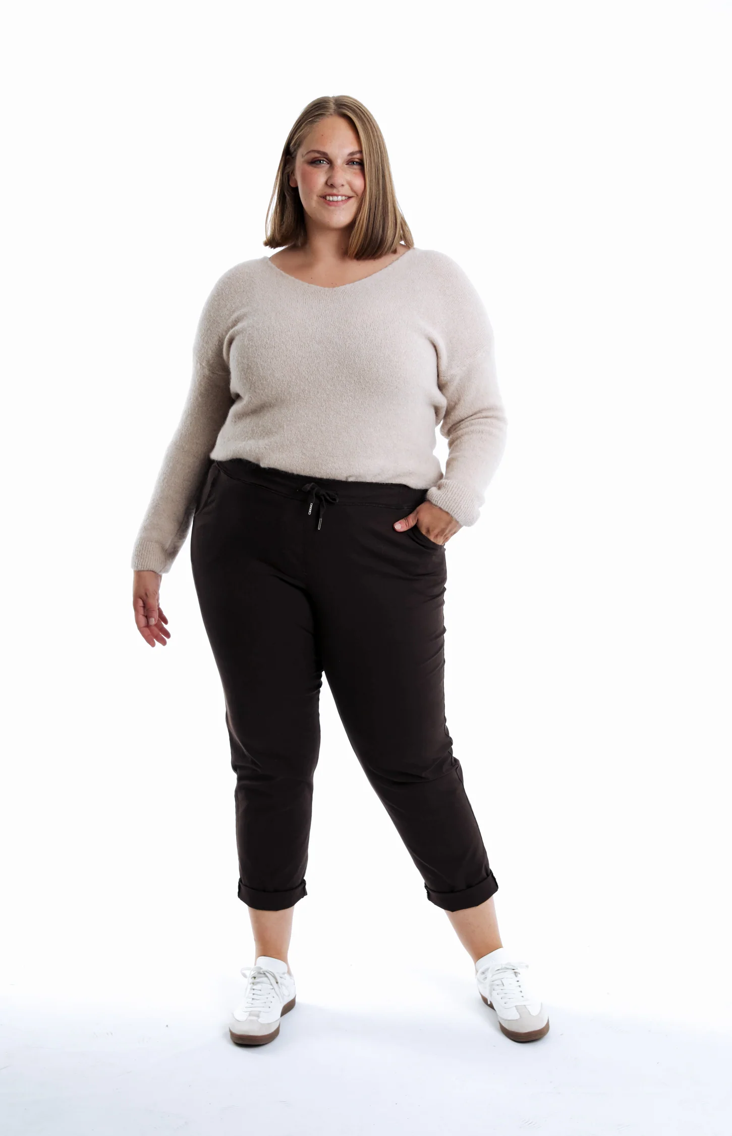 Effen lichte katoenen chino broek