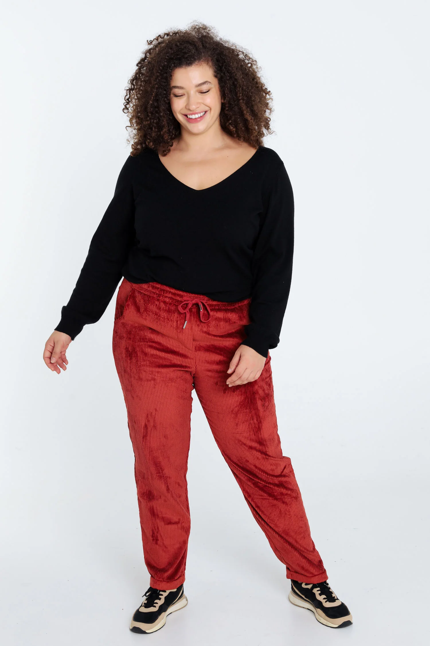 Effen 7/8-chinobroek in fluweel - Image 19