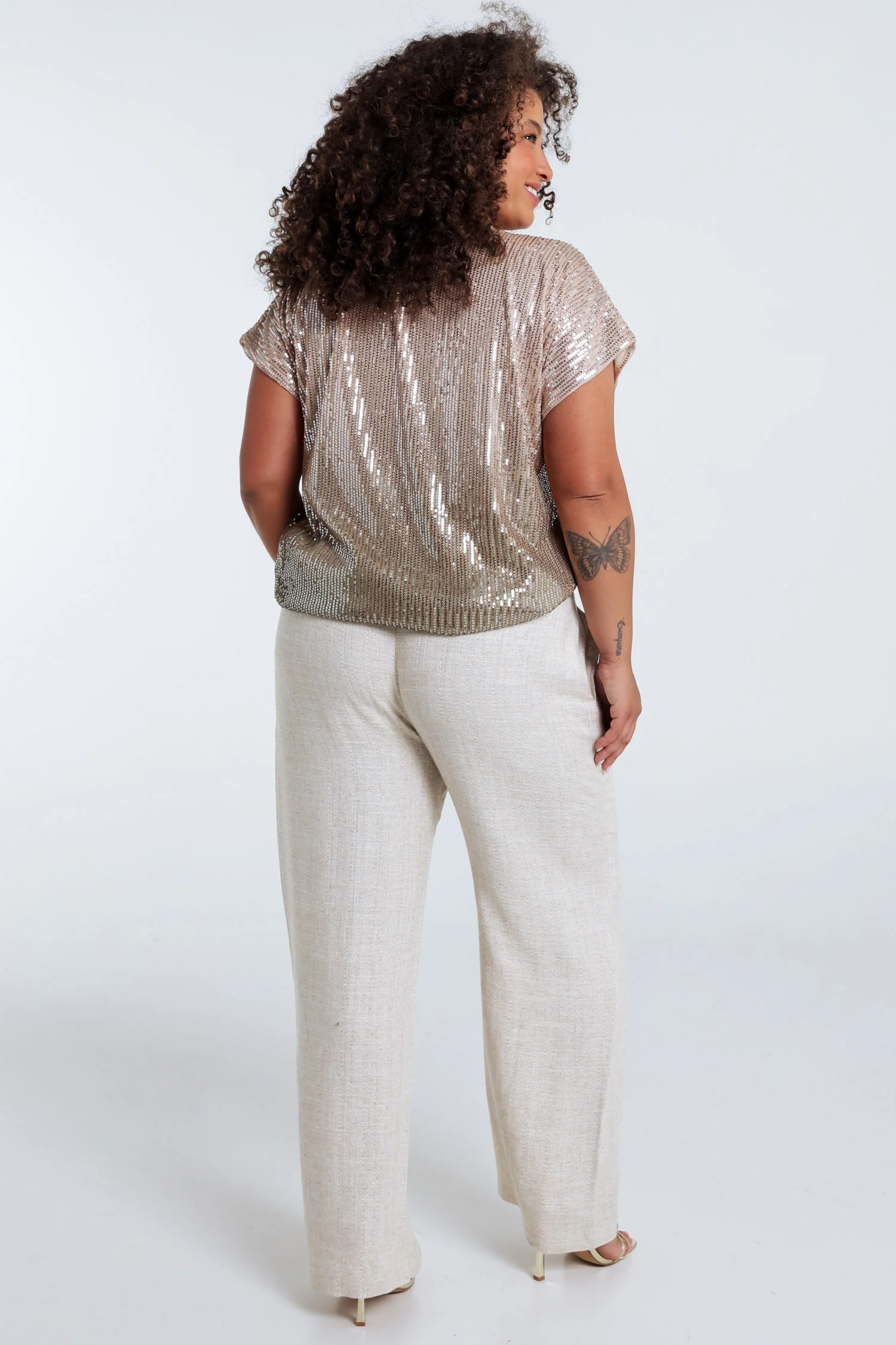 Linnen en viscose broek met lurexdetail - Image 2