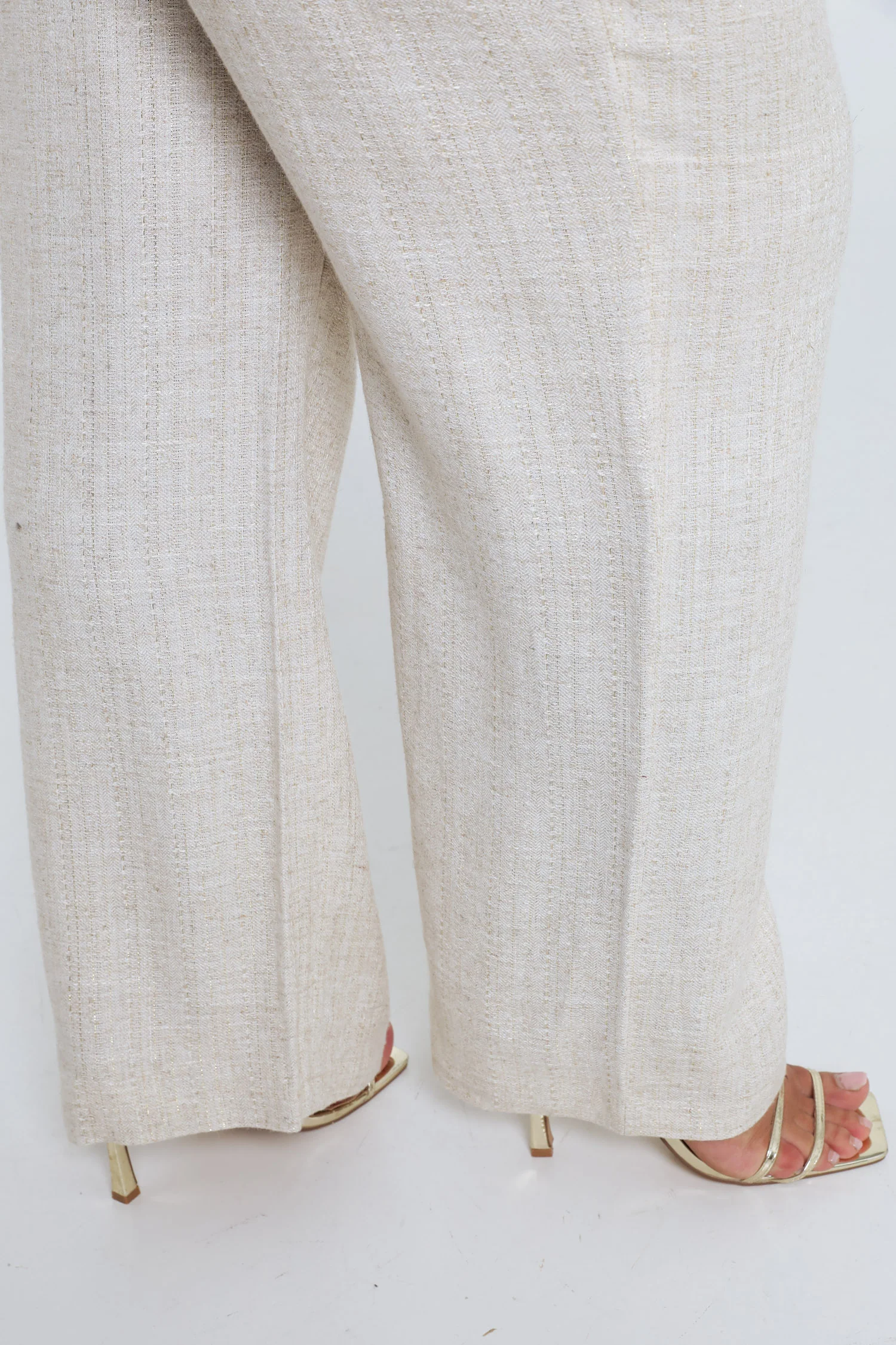 Linnen en viscose broek met lurexdetail - Image 4