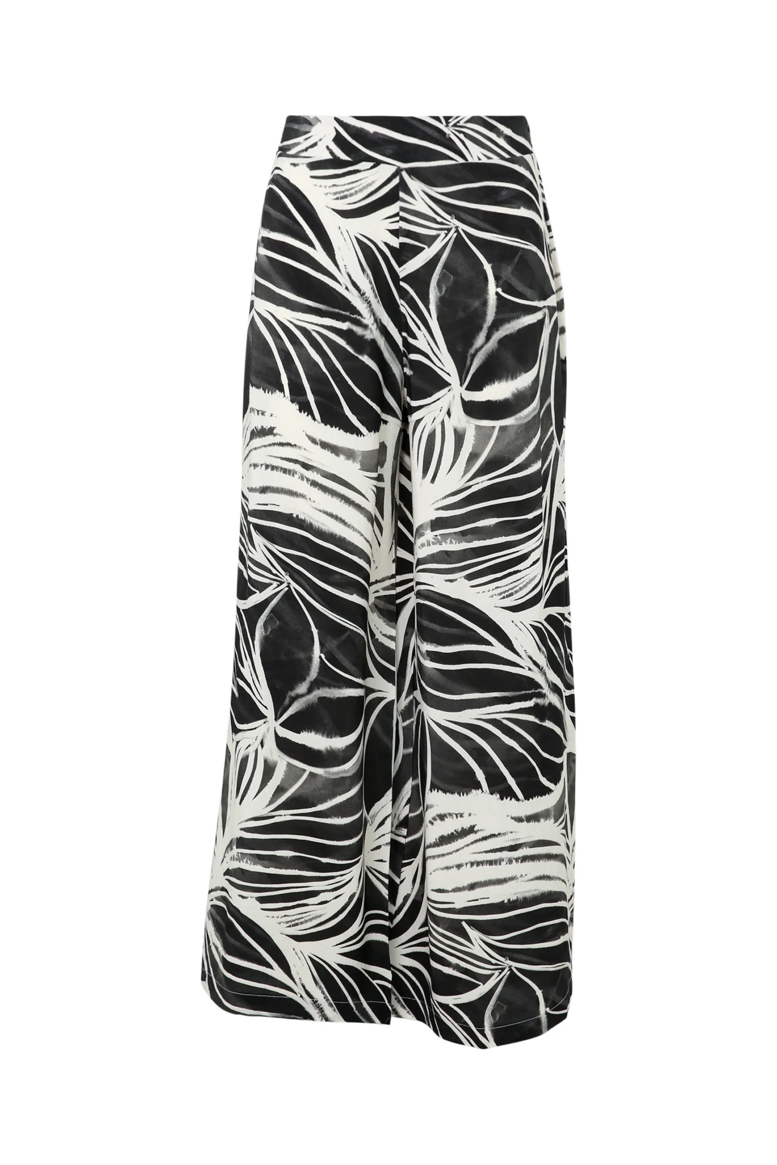 Wijde broek in viscose met getekende bloemenmotief - Image 8