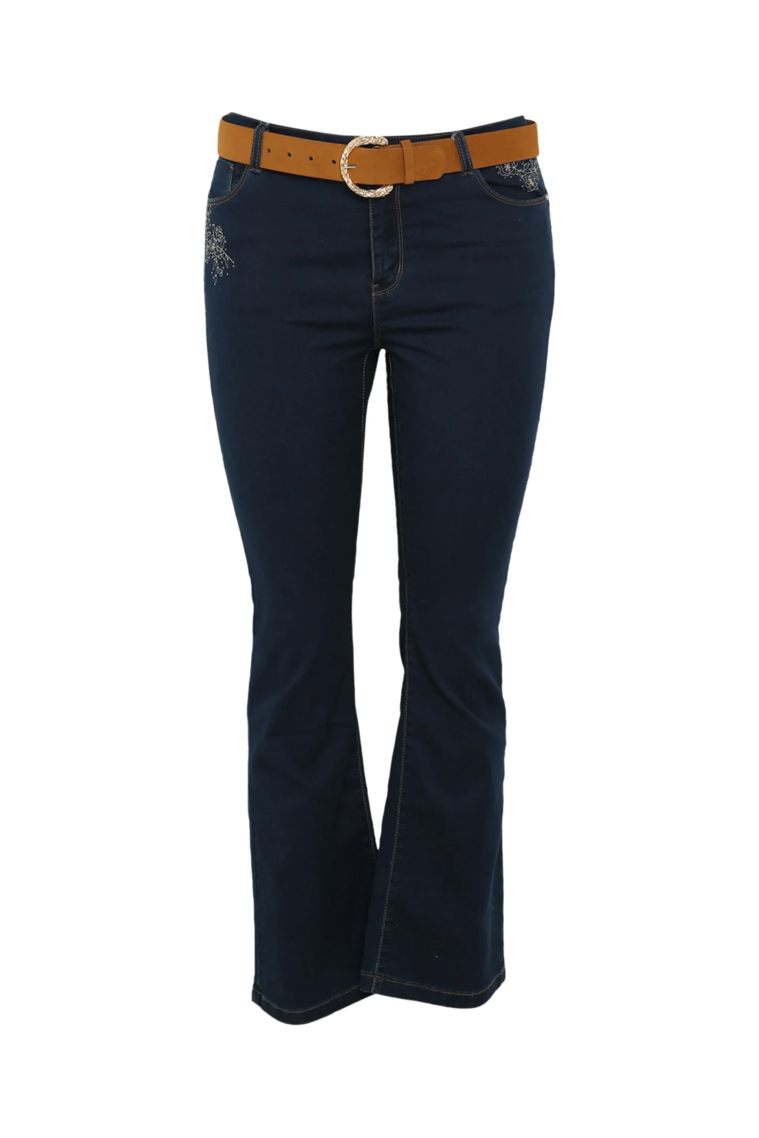 Effen flare broek met riem - Image 10