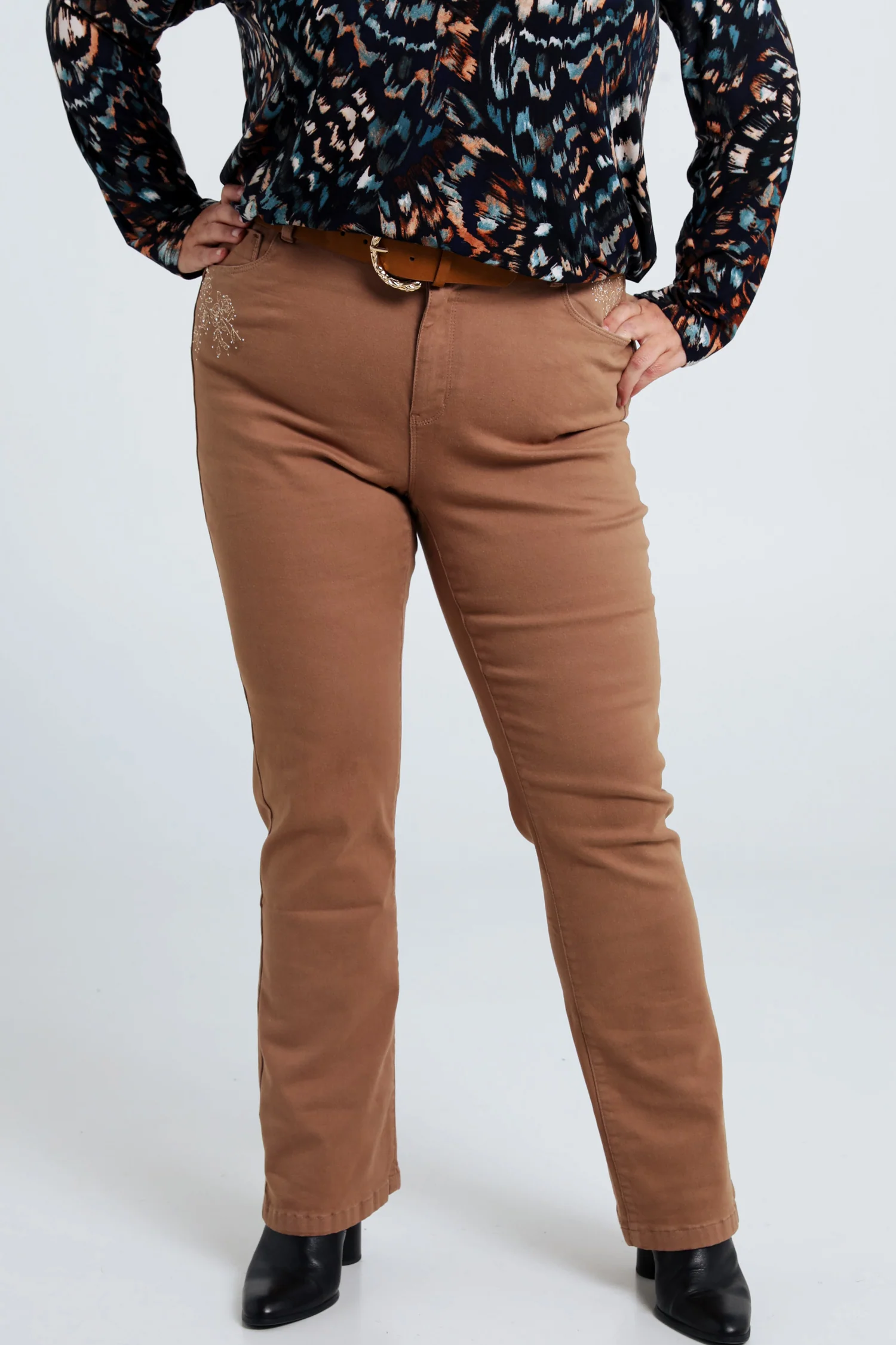 Effen flare broek met riem - Image 12