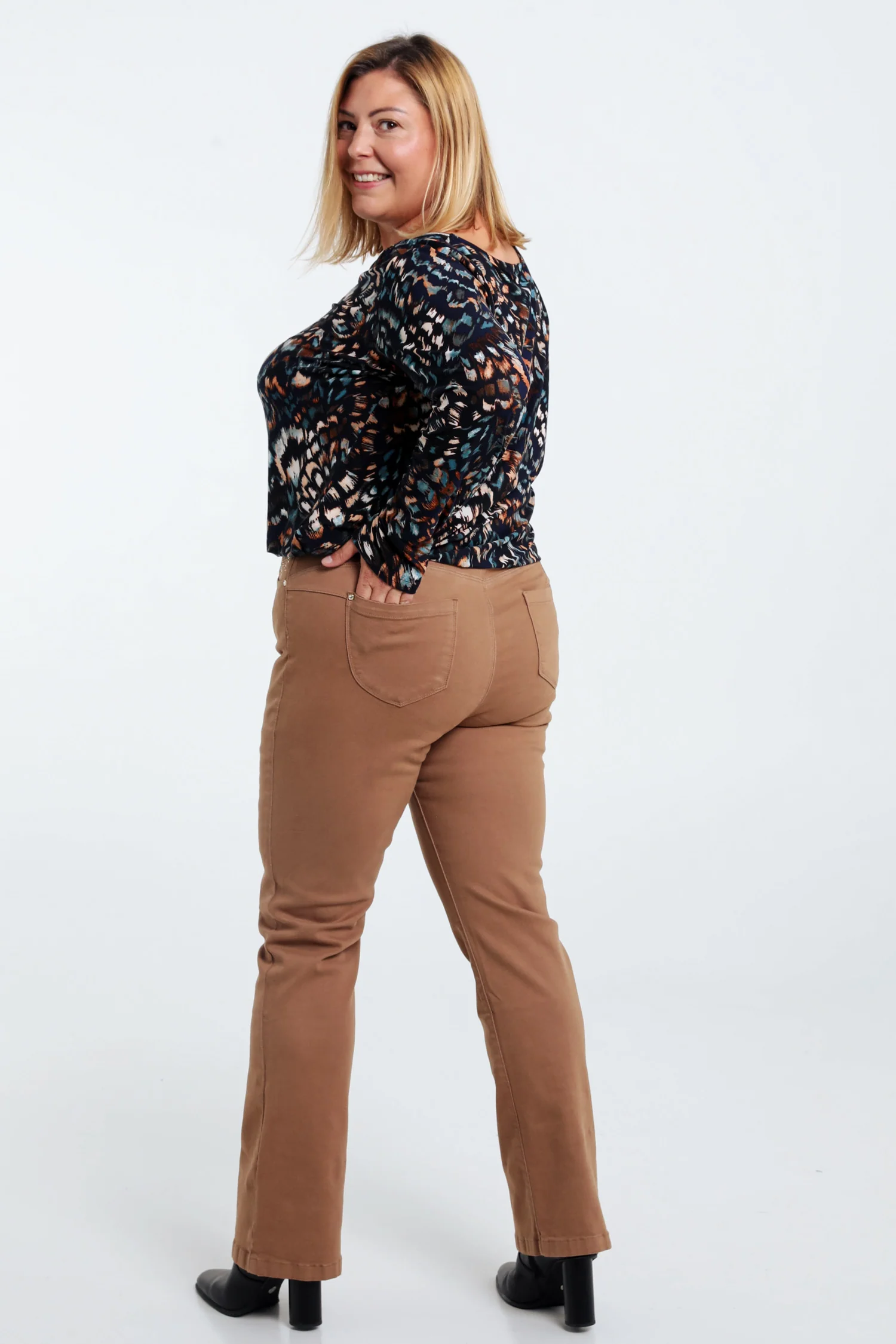 Effen flare broek met riem - Image 13