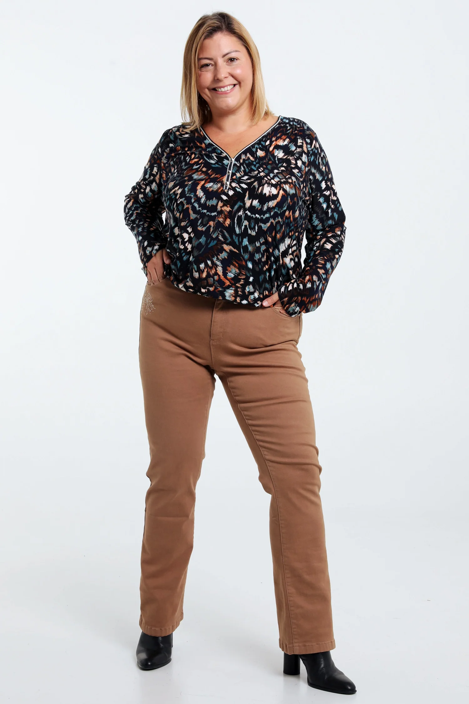 Effen flare broek met riem - Image 18