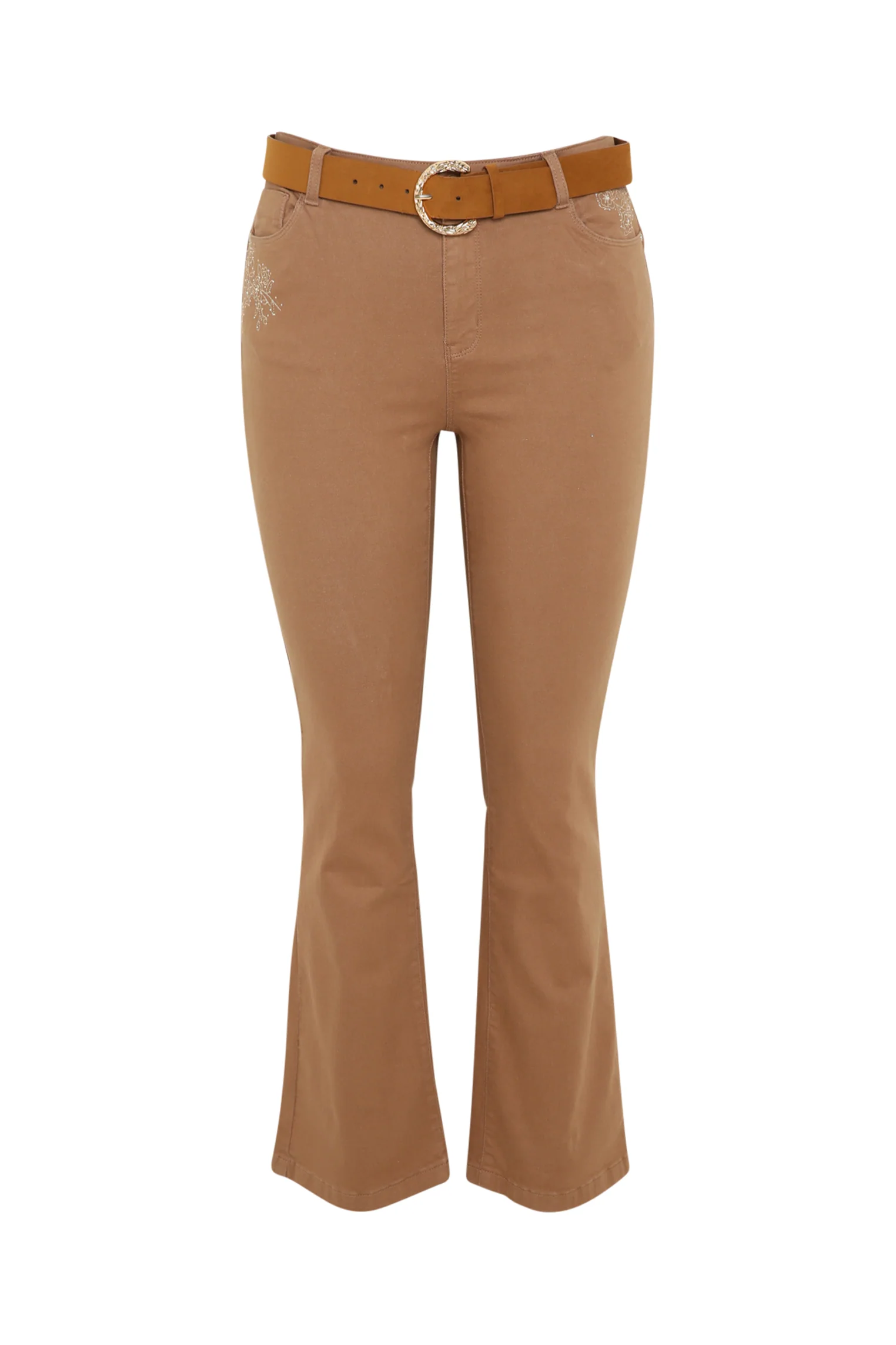 Effen flare broek met riem - Image 21