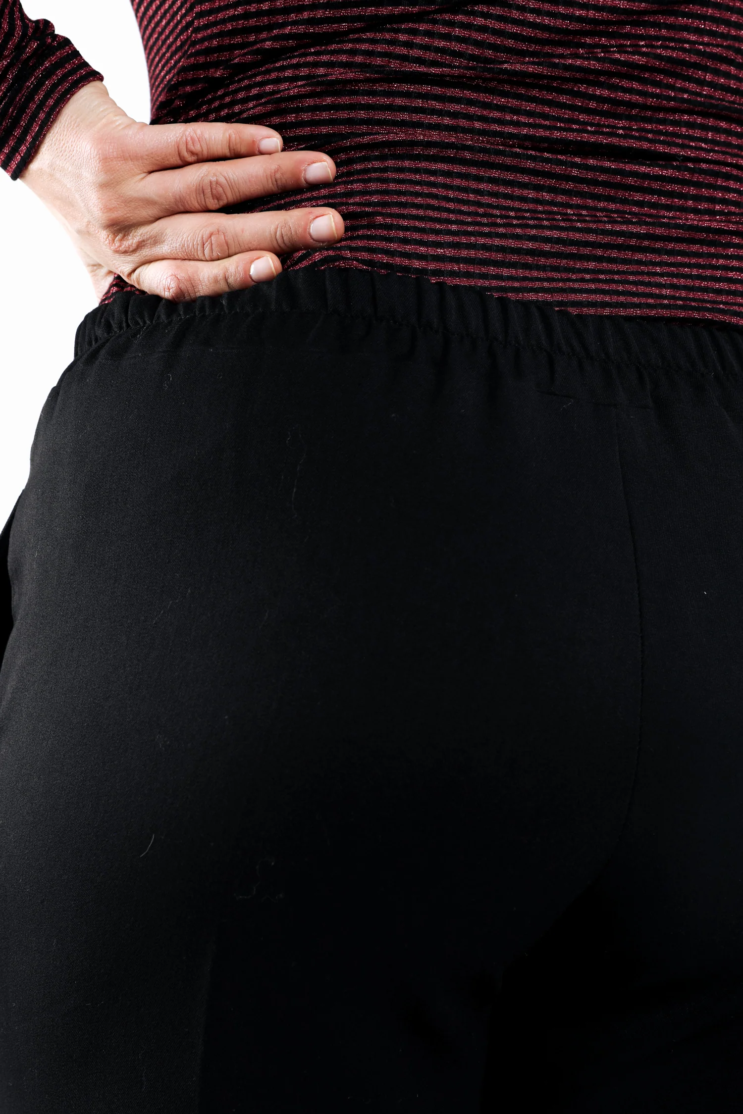 Wijde broek met plooien, effen kleur - Image 6