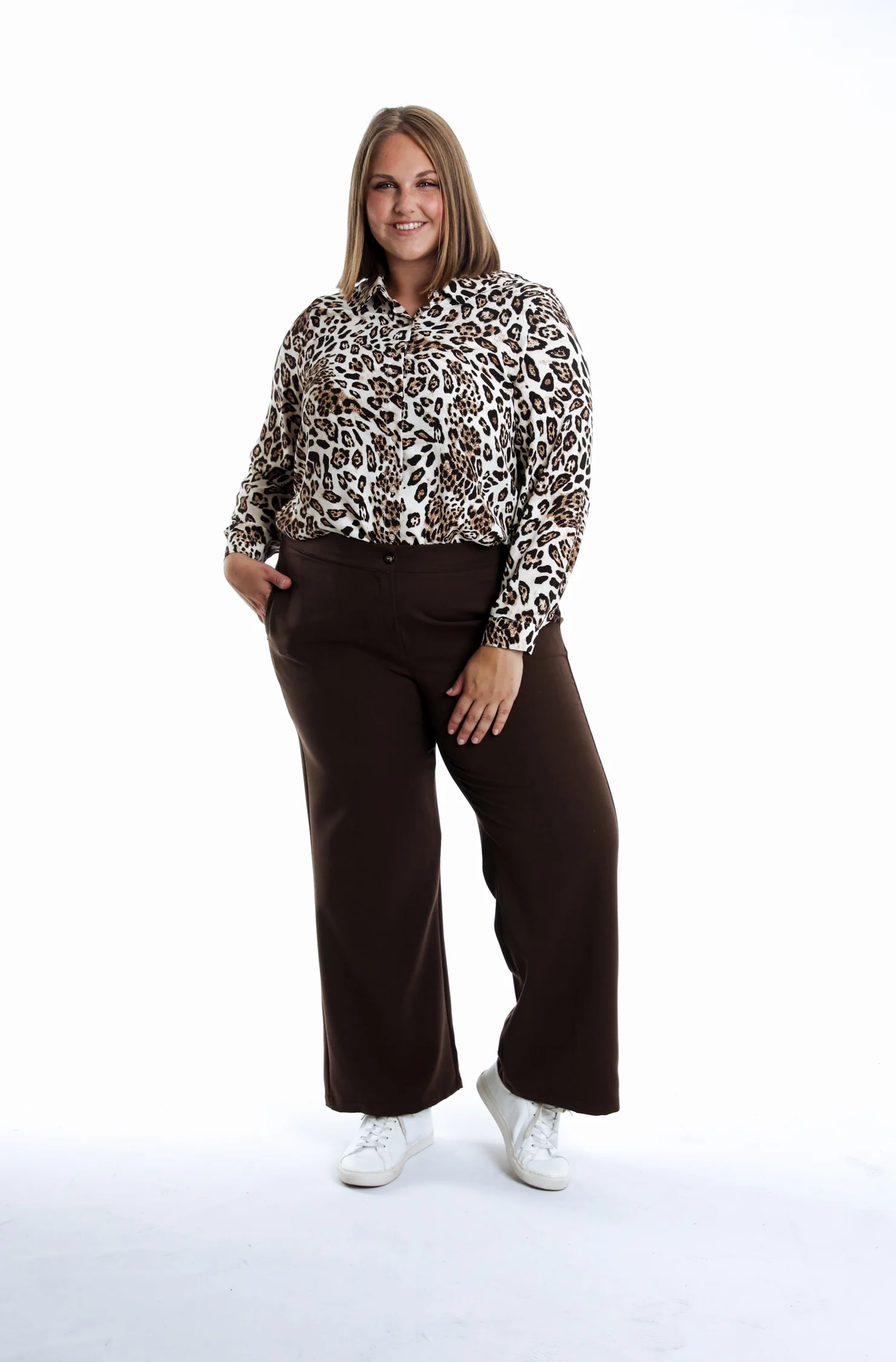 Wijde broek met effen plooien - Image 5