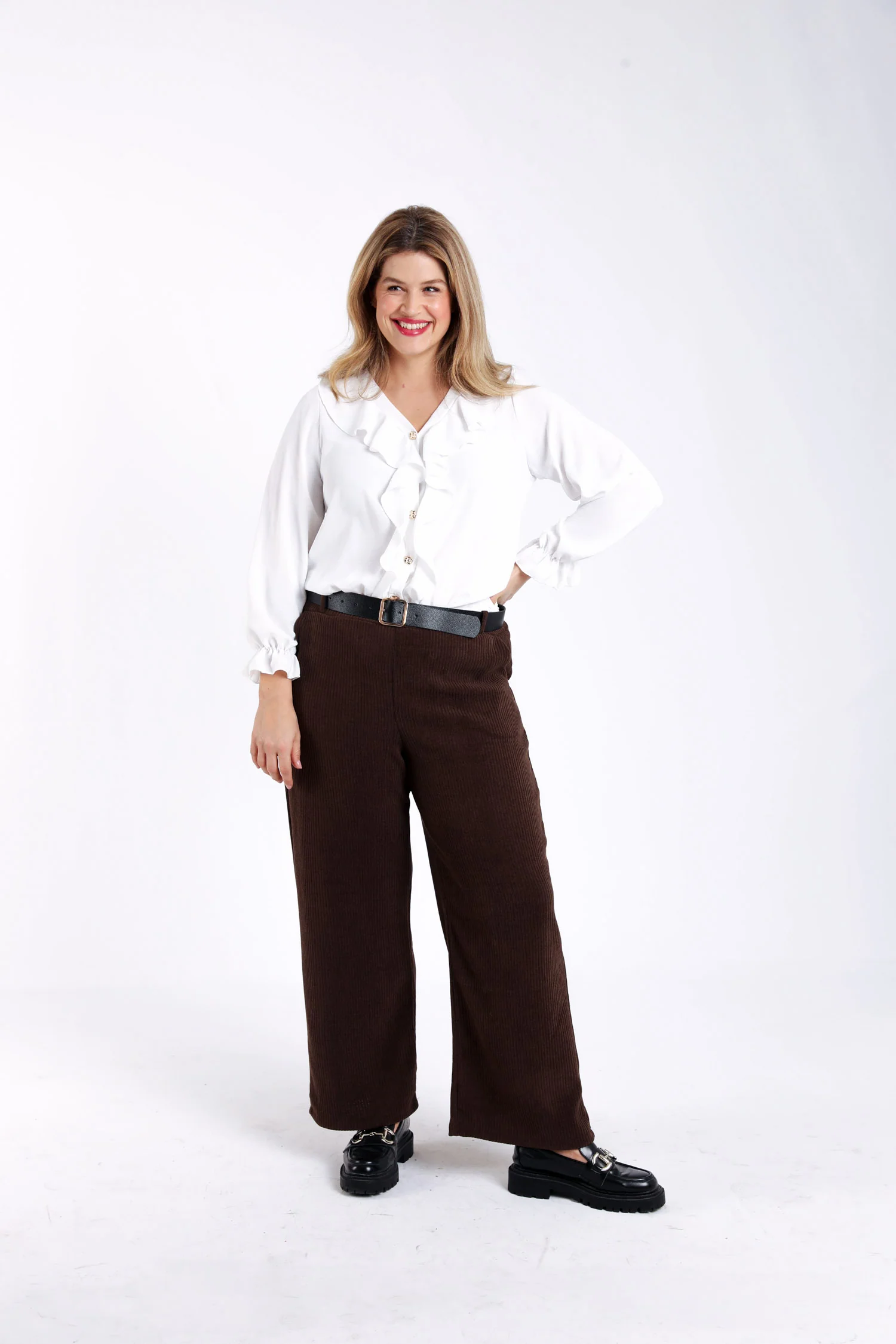 Wijde broek van ribfluweel met ceintuur - Image 5