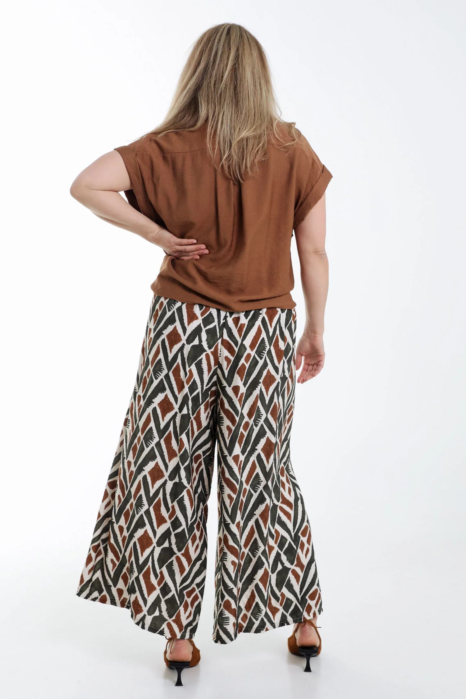 Brede viscose broek met etnische print - Image 2