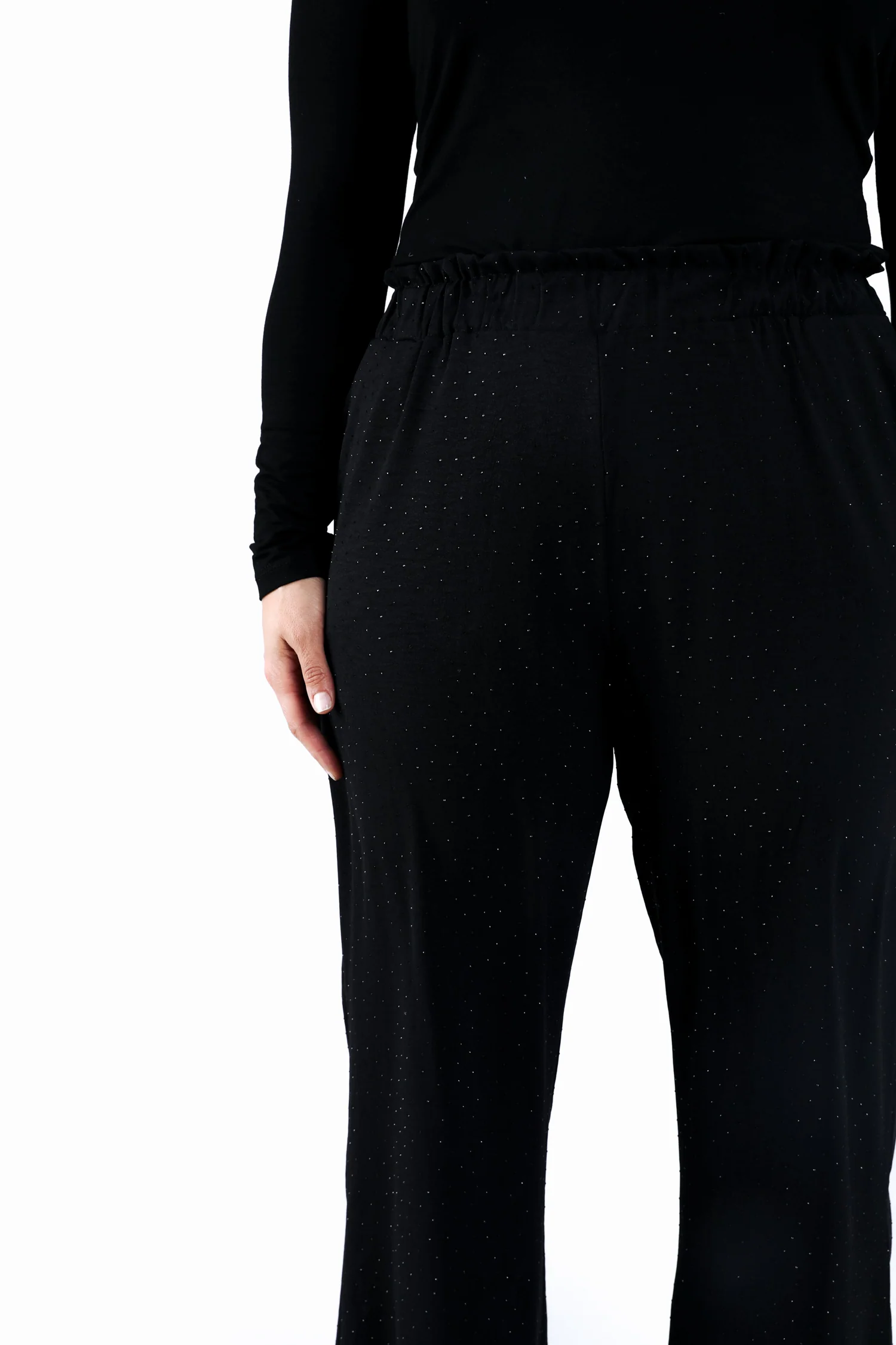 Effen wijde broek met ton-sur-ton strass-steentjes - Image 3