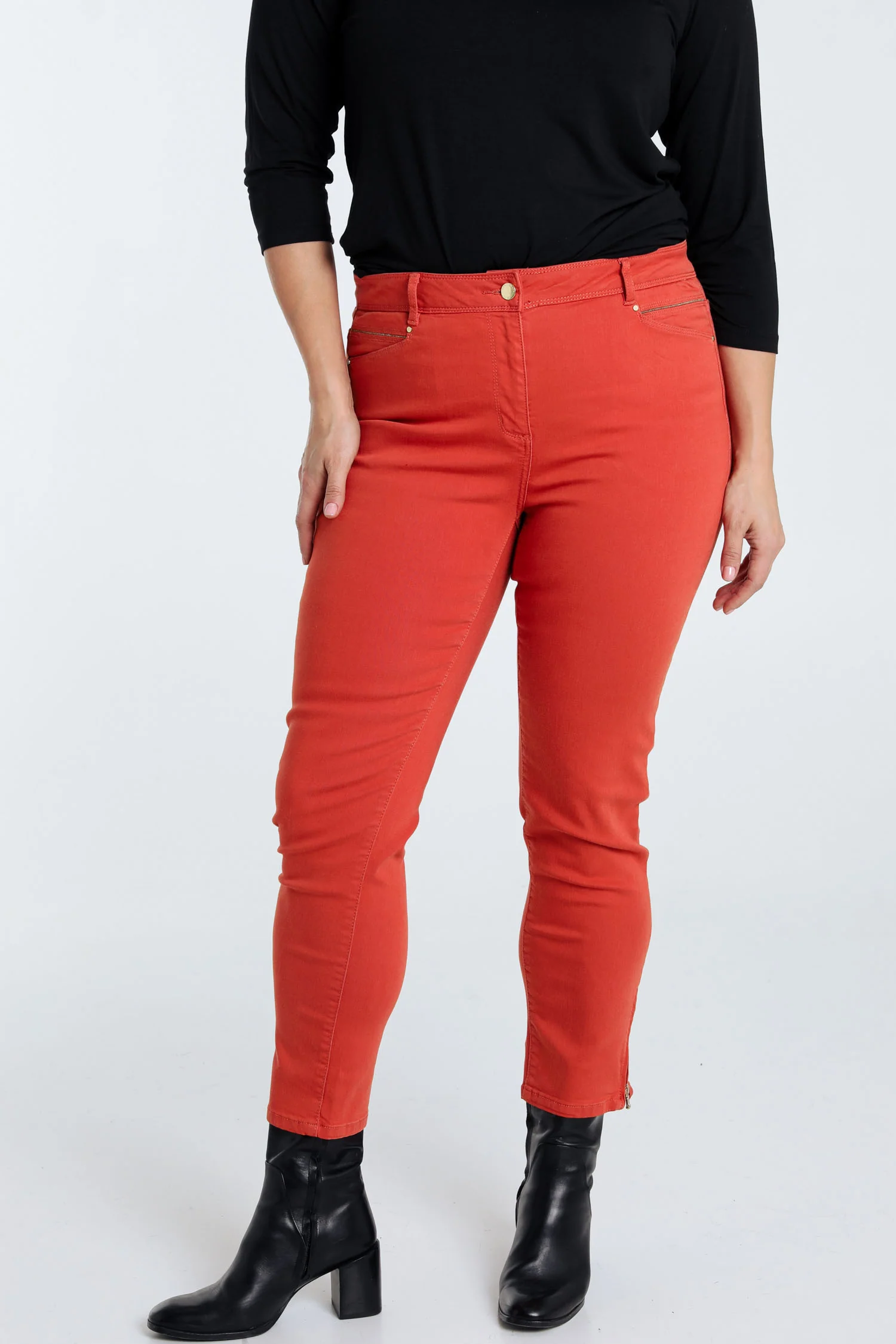 Slim, effen 7/8-broek 'Louise' met rits onderaan de benen - Image 12