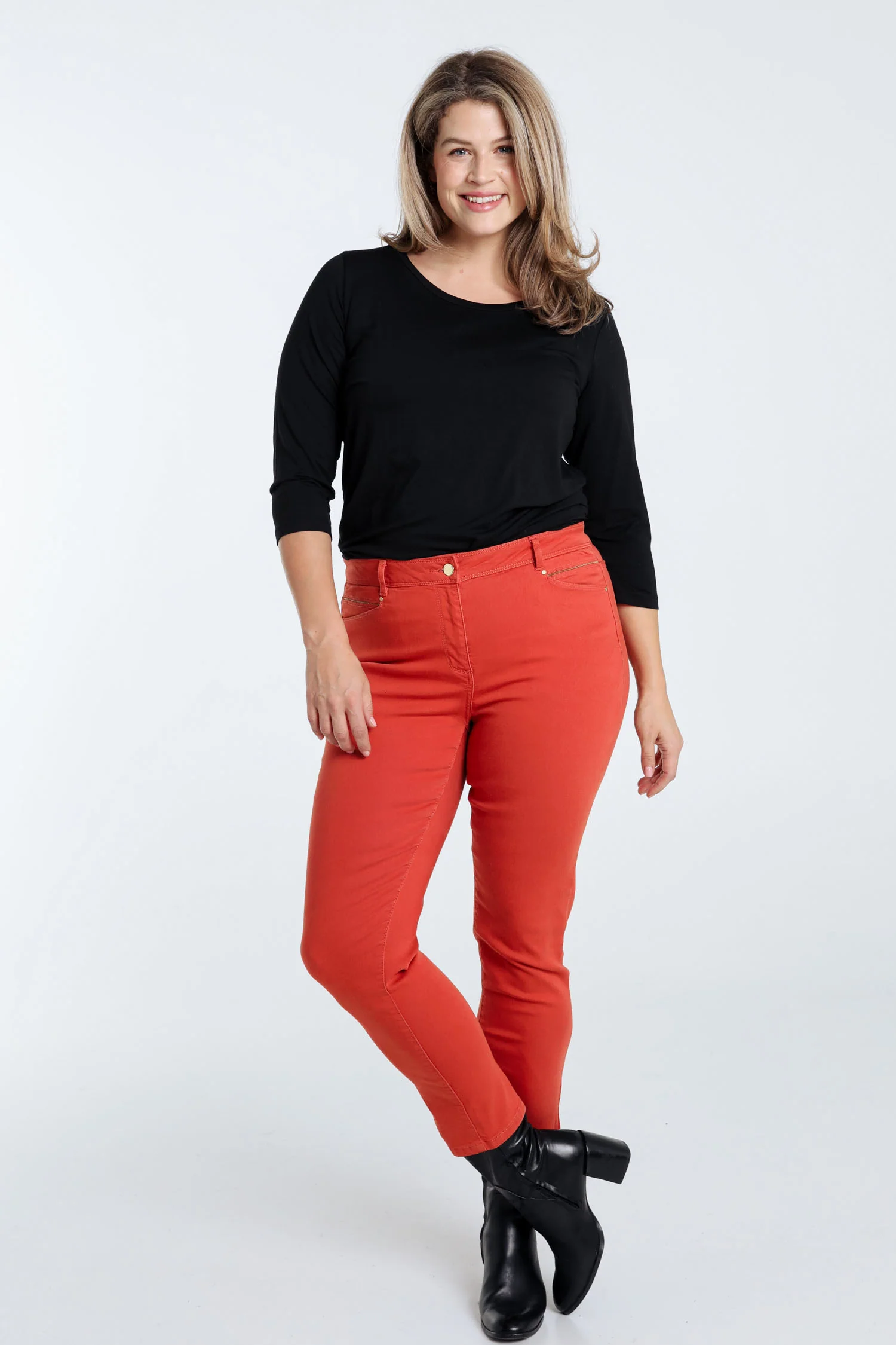Slim, effen 7/8-broek 'Louise' met rits onderaan de benen - Image 18