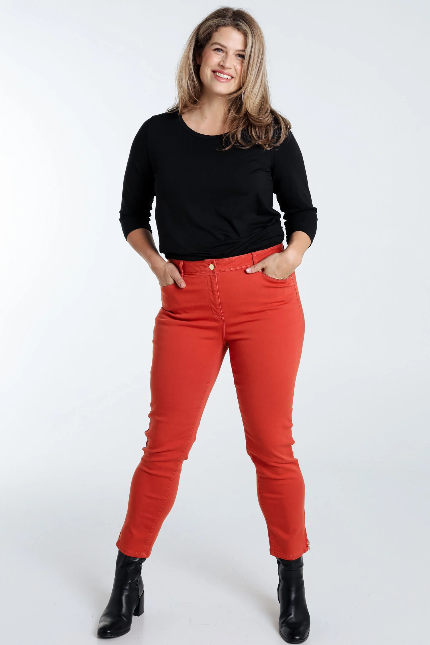 Slim, effen 7/8-broek 'Louise' met rits onderaan de benen - Image 20