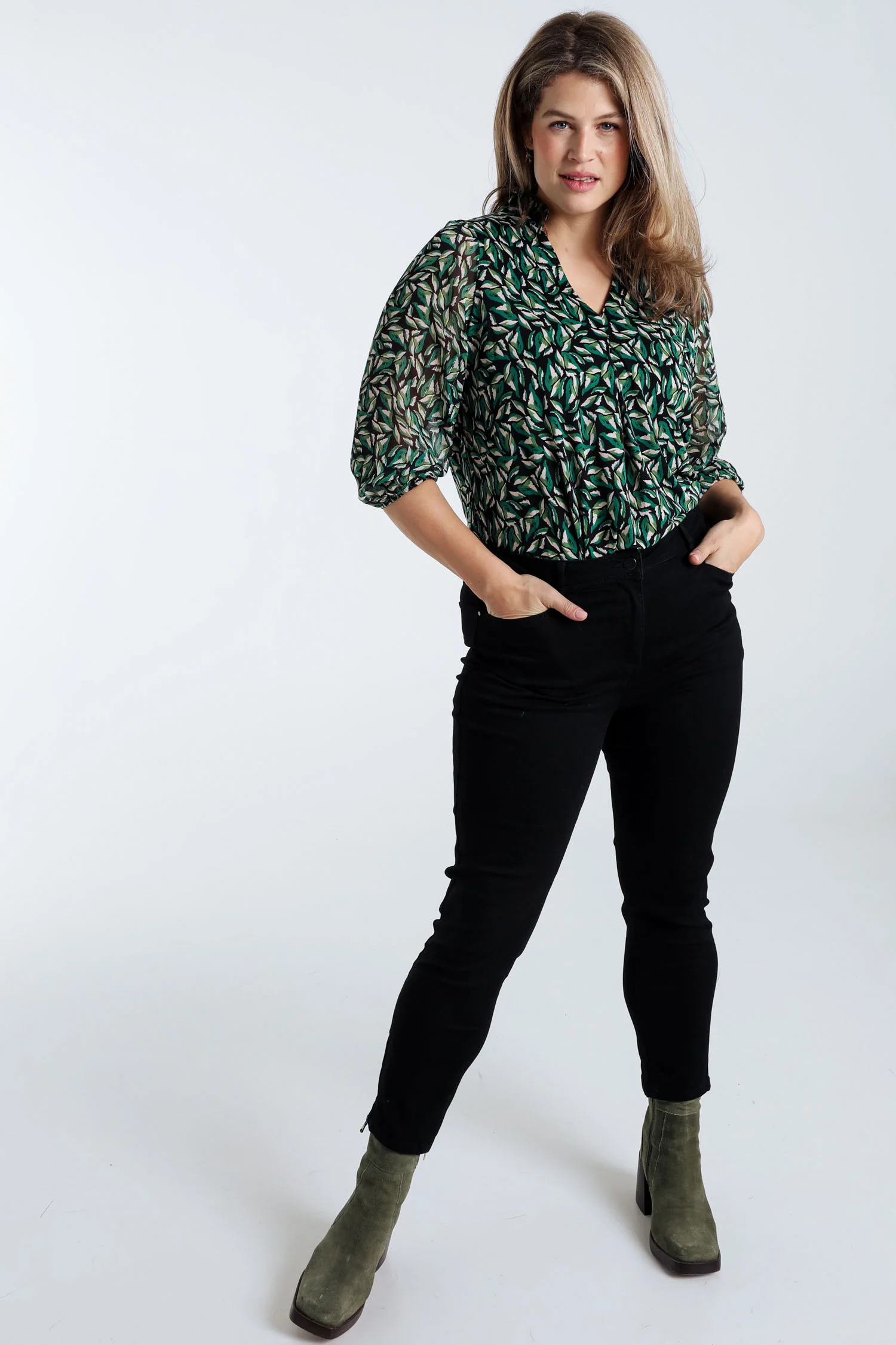 Slim, effen 7/8-broek 'Louise' met rits onderaan de benen - Image 8