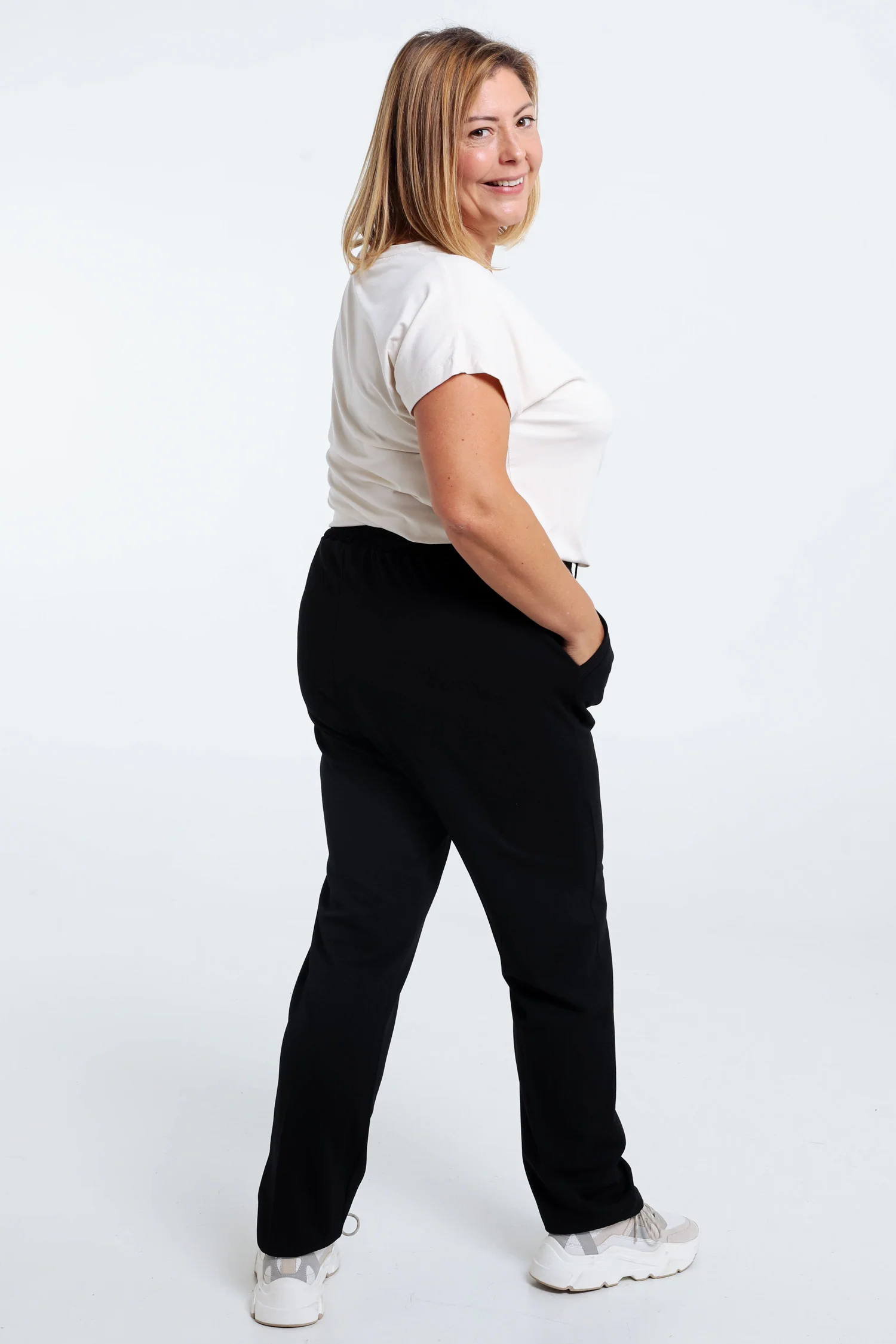 Effen slim 7/8-broek met gestikte, gedetailleerde zak - Image 2