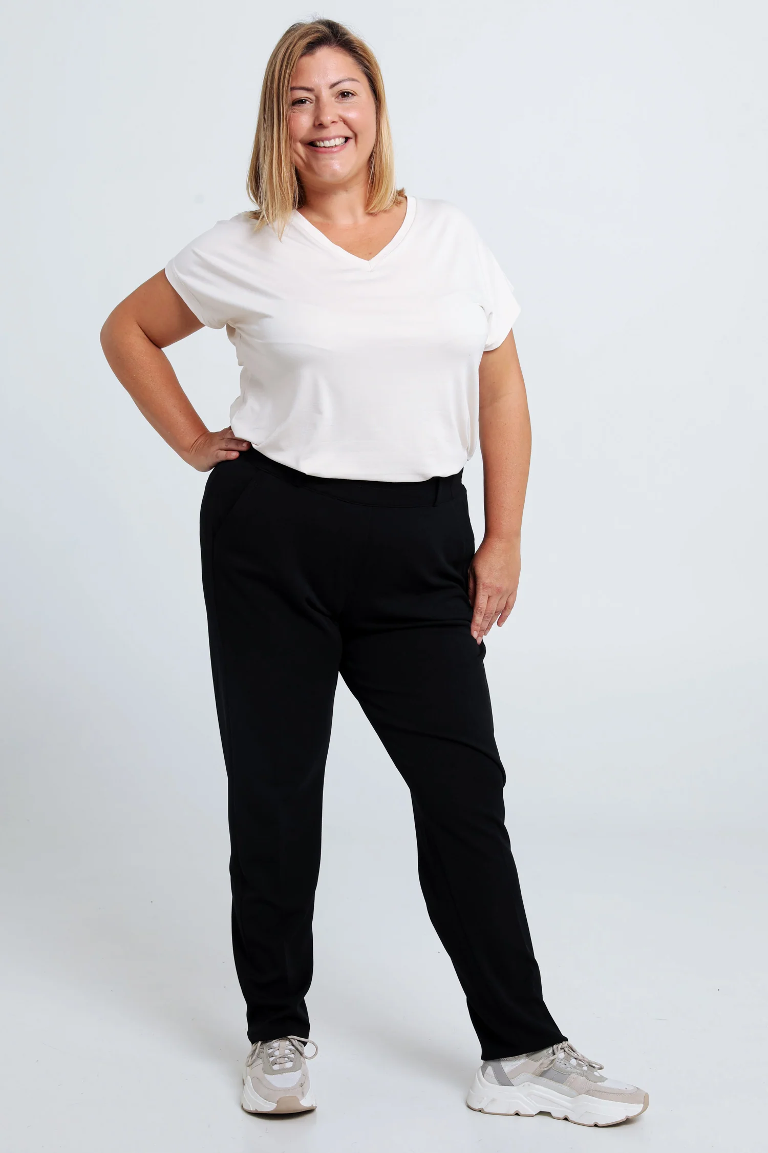 Effen slim 7/8-broek met gestikte, gedetailleerde zak - Image 7