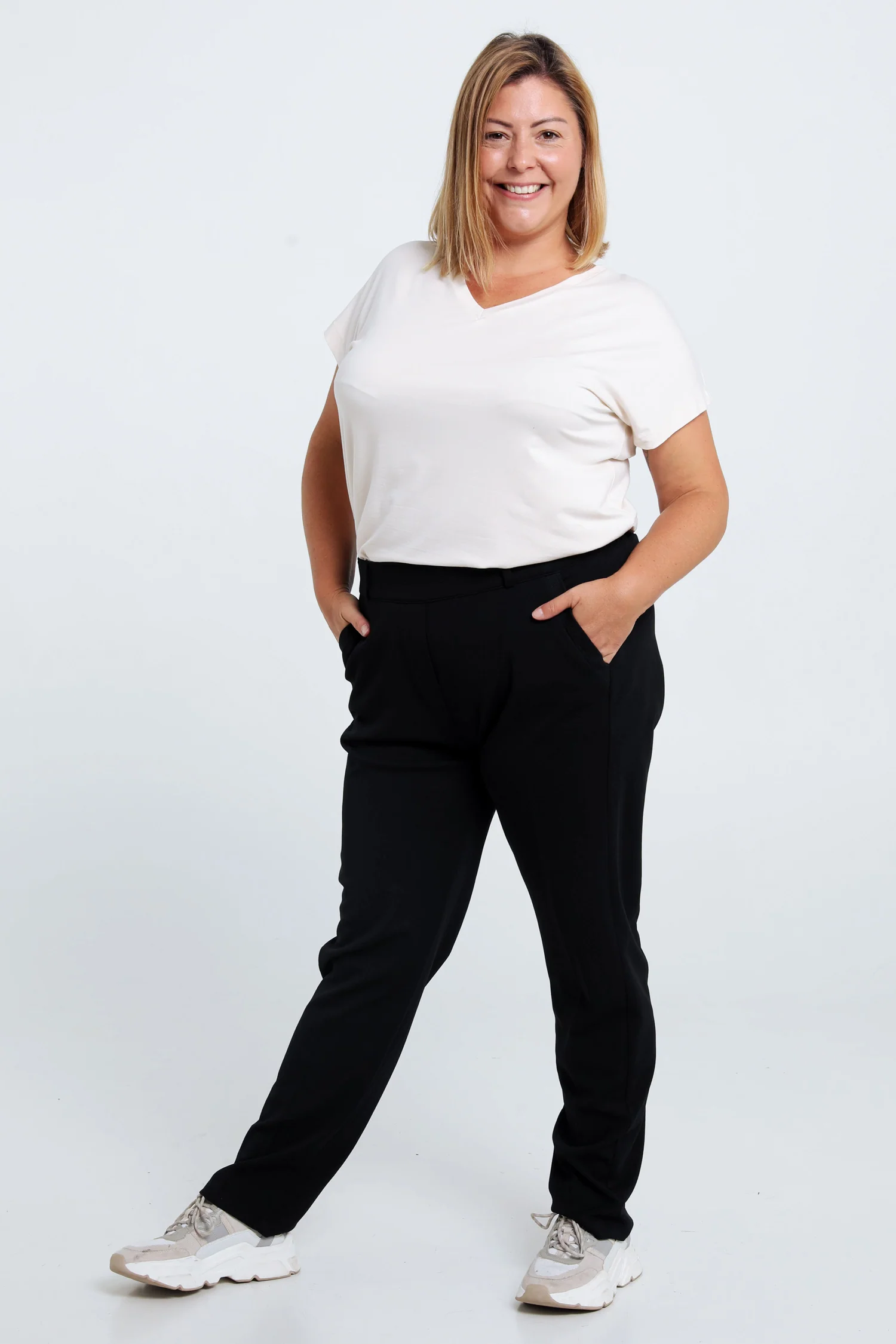 Effen slim 7/8-broek met gestikte, gedetailleerde zak - Image 8