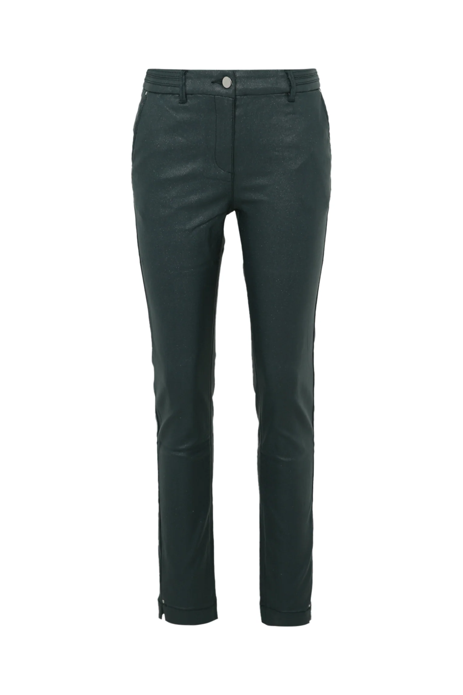 Effen slim 7/8-broek in viscose met metallic coating - Image 10