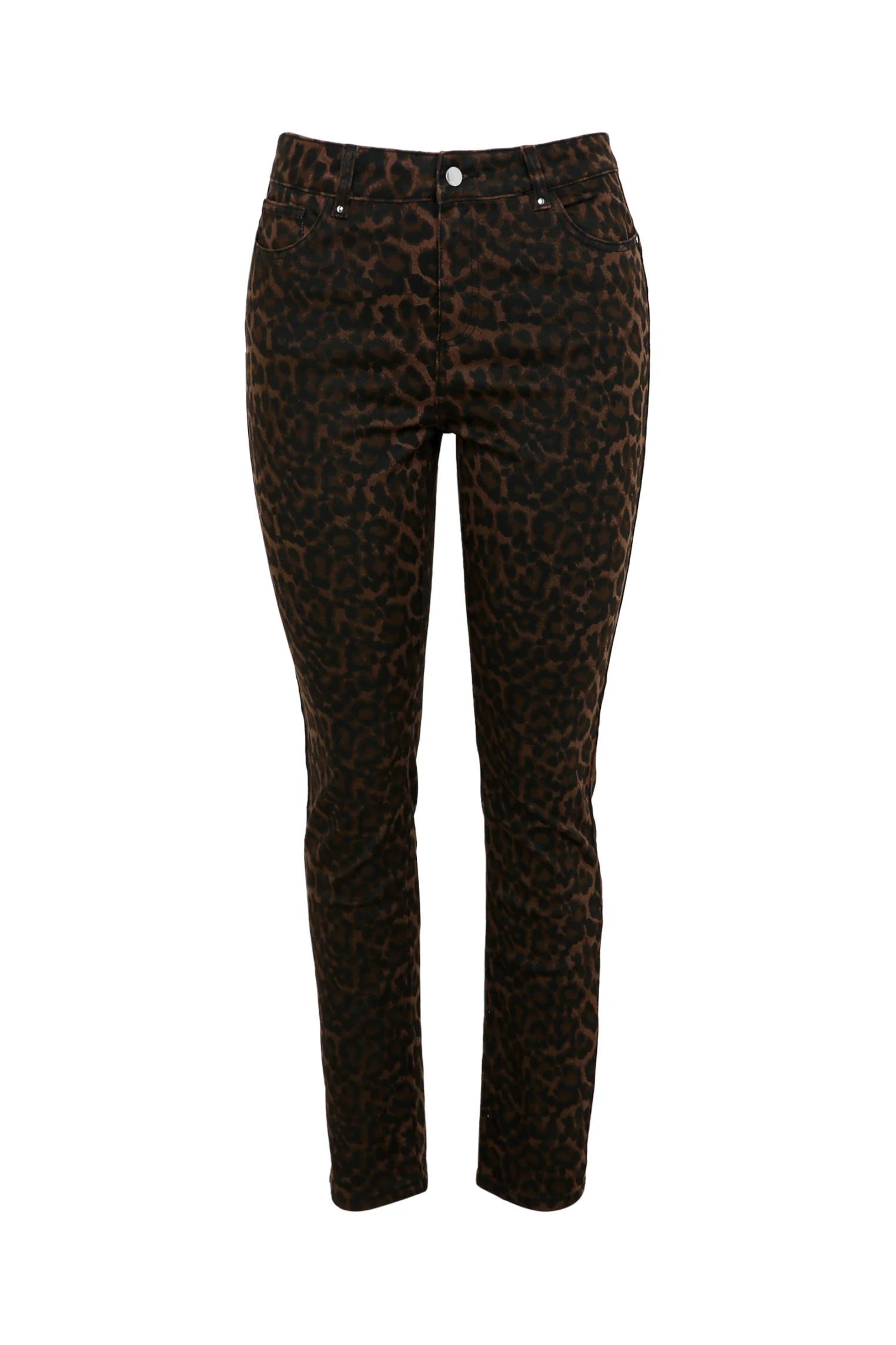 Effen slim jeans met luipaardmotief en 5 zakken - Image 10