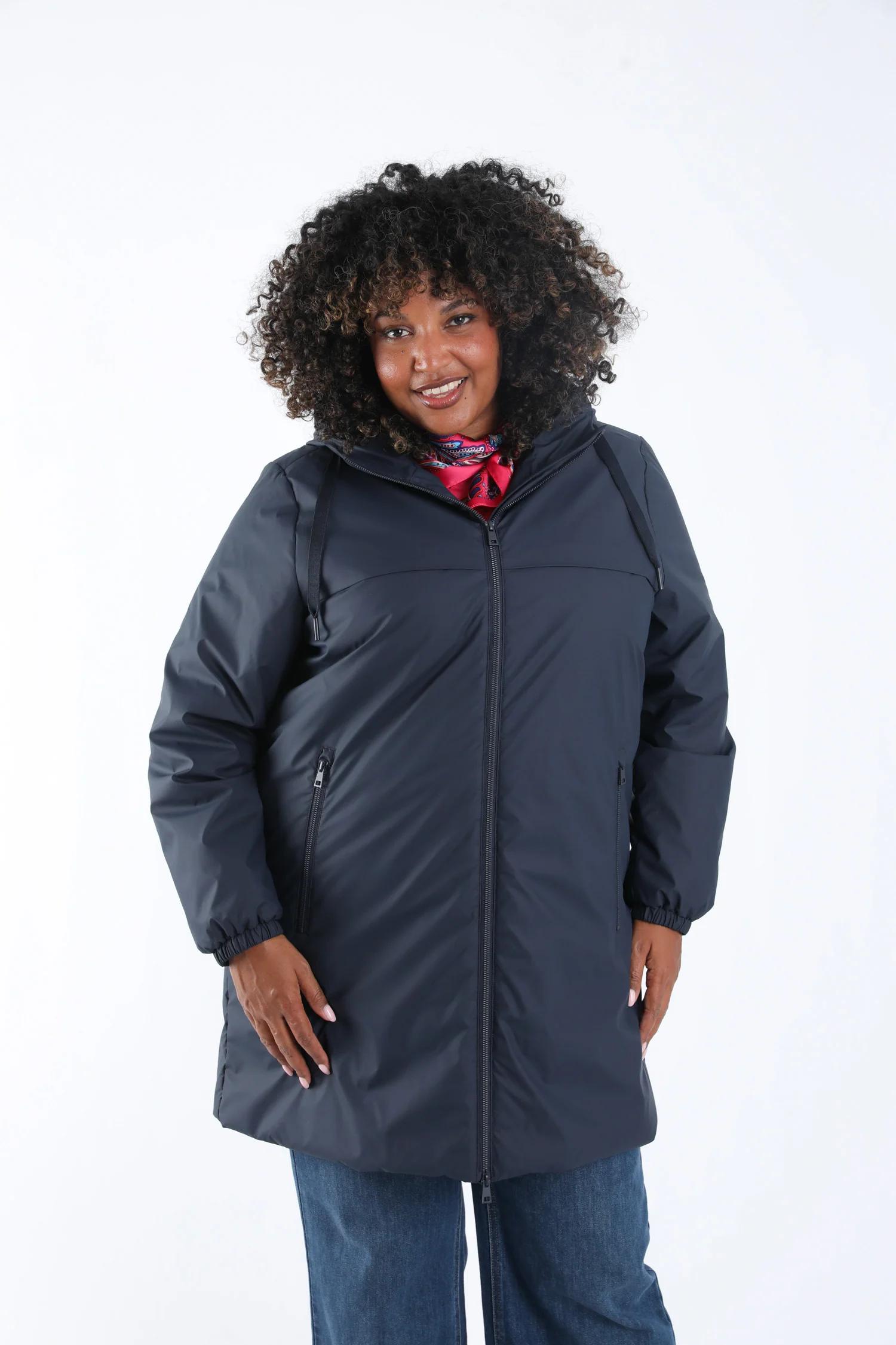 Effen lichte midlange parka