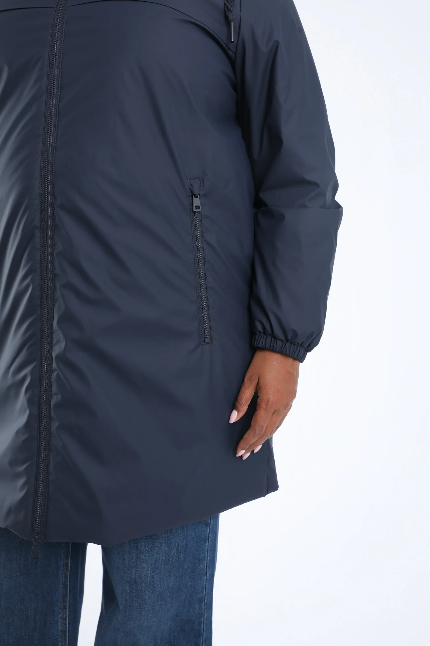 Effen lichte midlange parka - Image 3