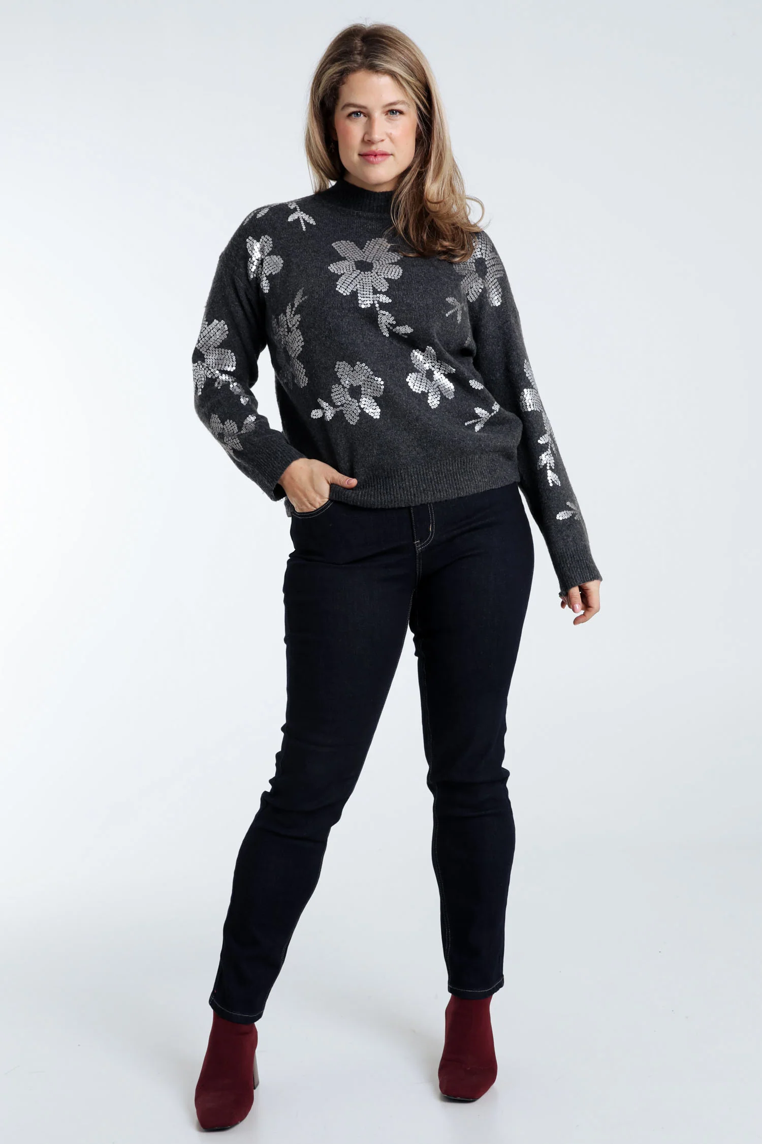 Trui met bloemenmotief en pailletten - Image 9