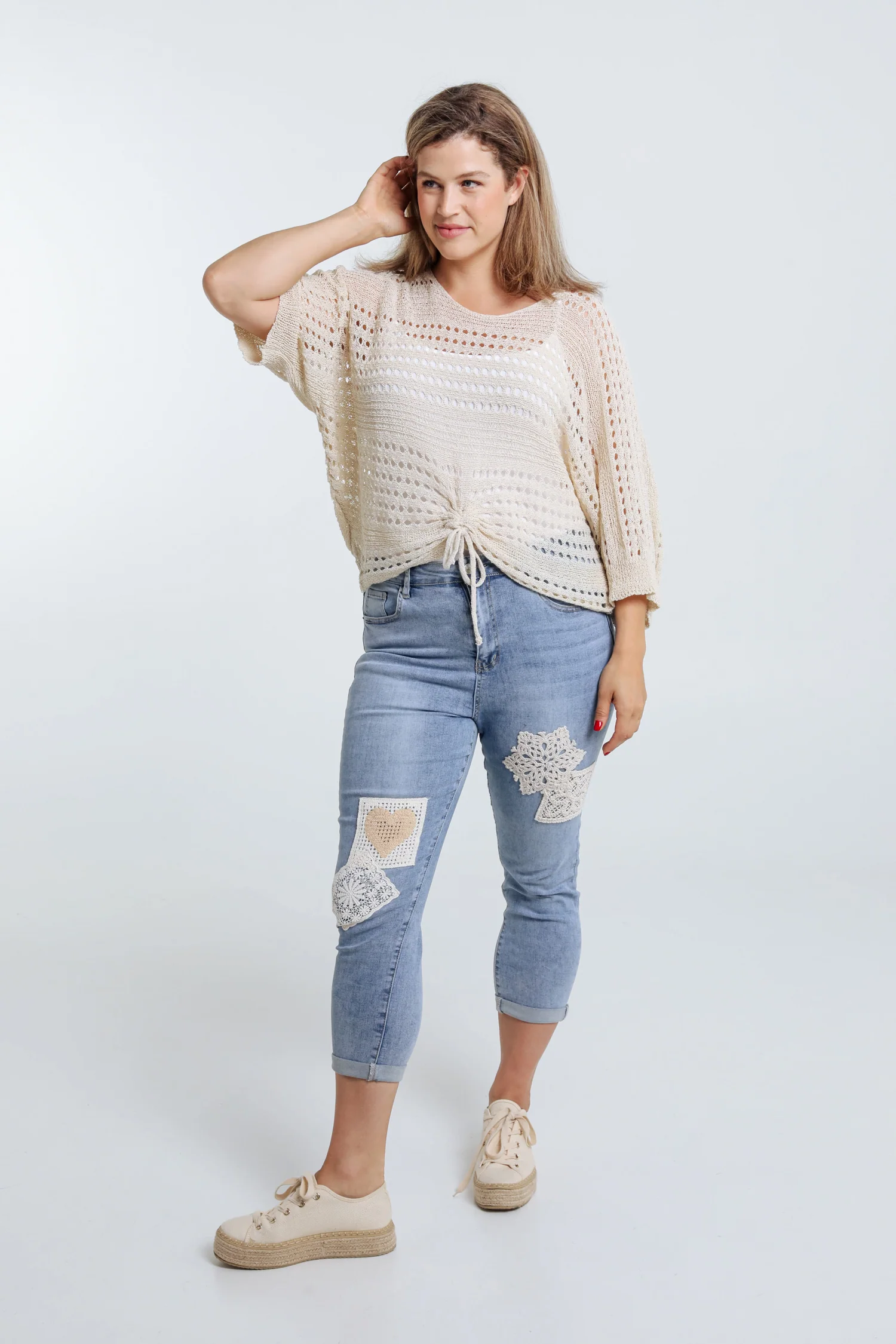 Korte, effen trui in viscose - Image 40