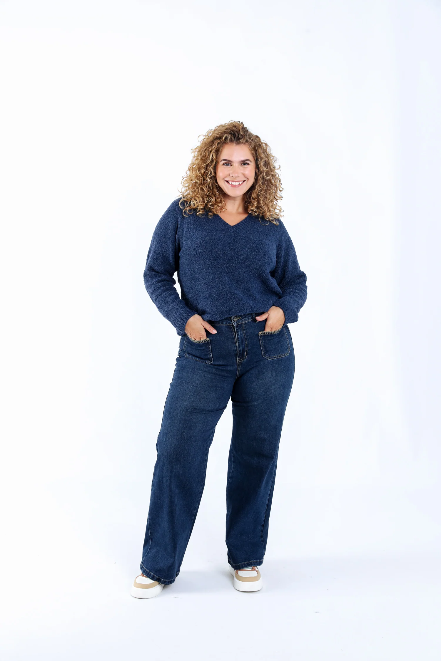 Effen bouclé gebreide trui - Image 6