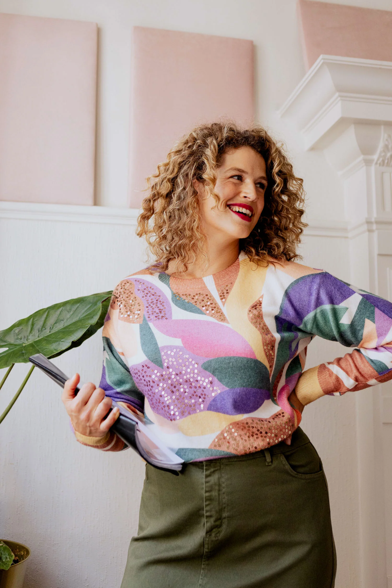 Zacht sweatshirt met grafische print en pailletten