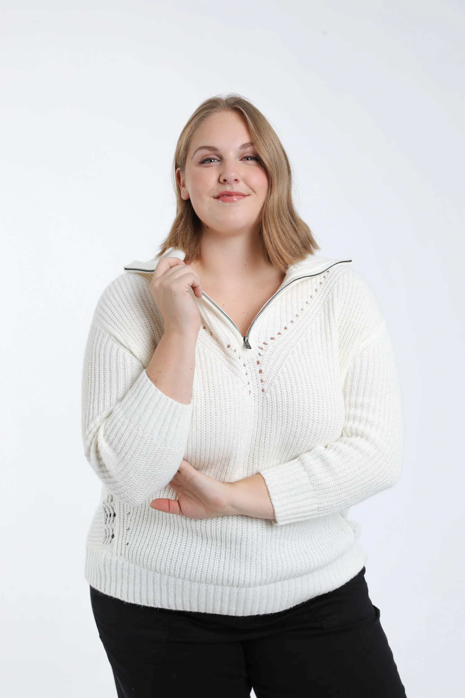 Effen trui met ritskraag - Image 3
