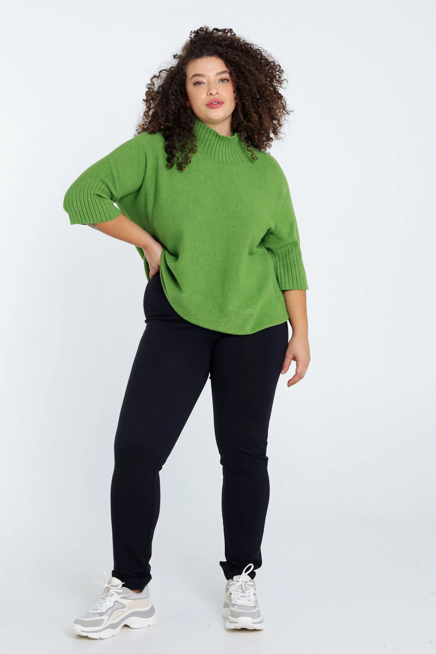 Lange, effen trui in viscose met boord onderaan - Image 18